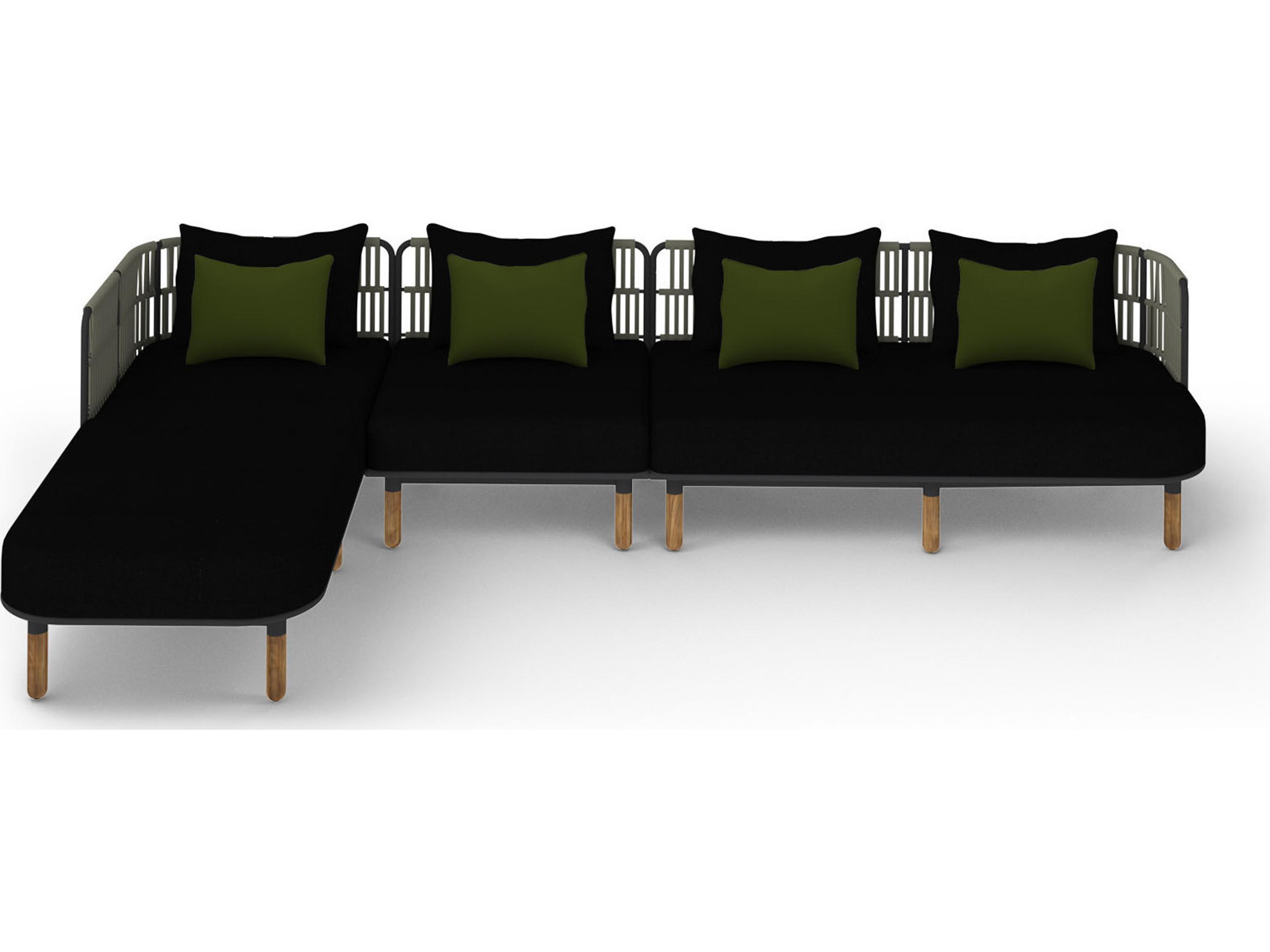 MamaGreen Daisy Rae Deep Seating Teak Rope Sectional Outdoor Patio Lounge Set