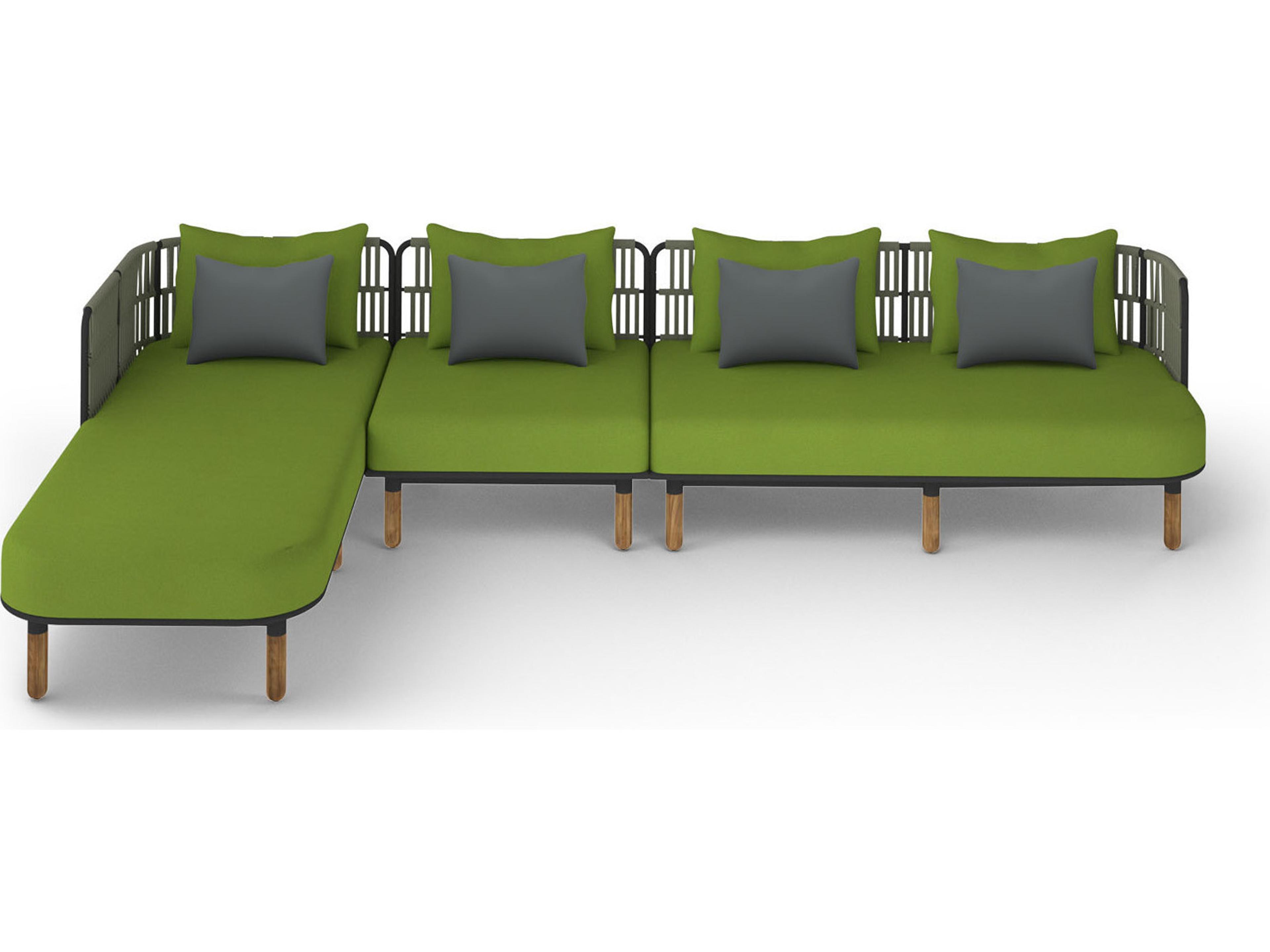 MamaGreen Daisy Rae Deep Seating Teak Rope Sectional Outdoor Patio Lounge Set