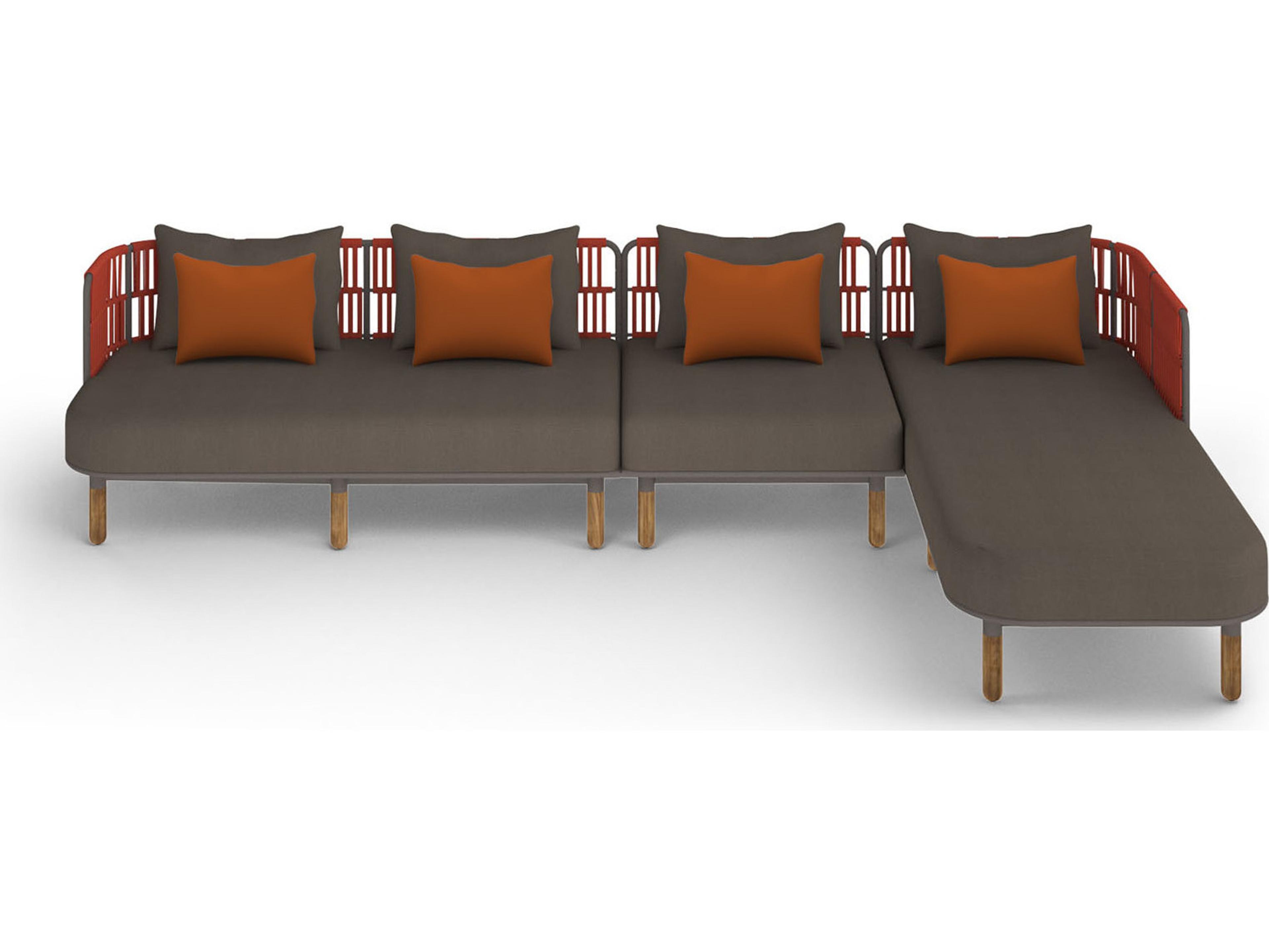 MamaGreen Daisy Rae Deep Seating Teak Rope Sectional Patio Lounge Set