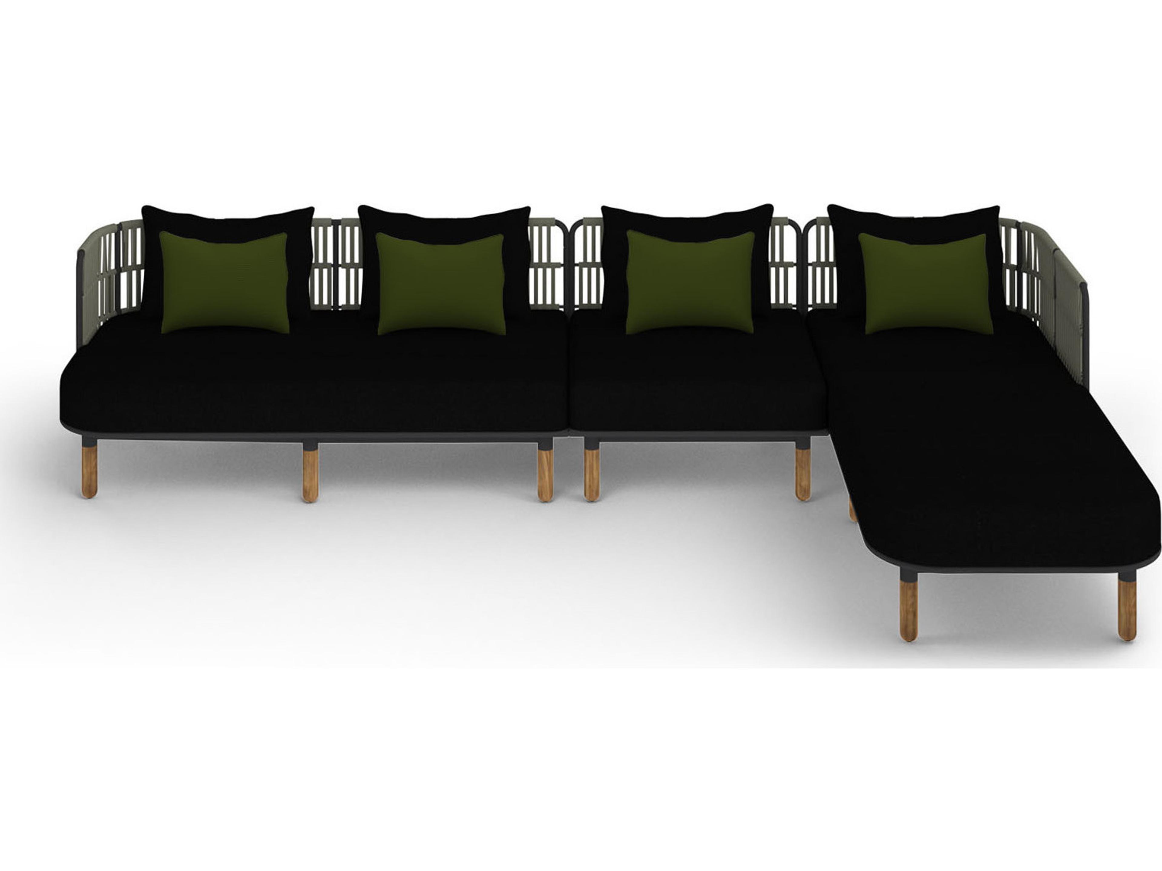 MamaGreen Daisy Rae Deep Seating Teak Rope Sectional Patio Lounge Set