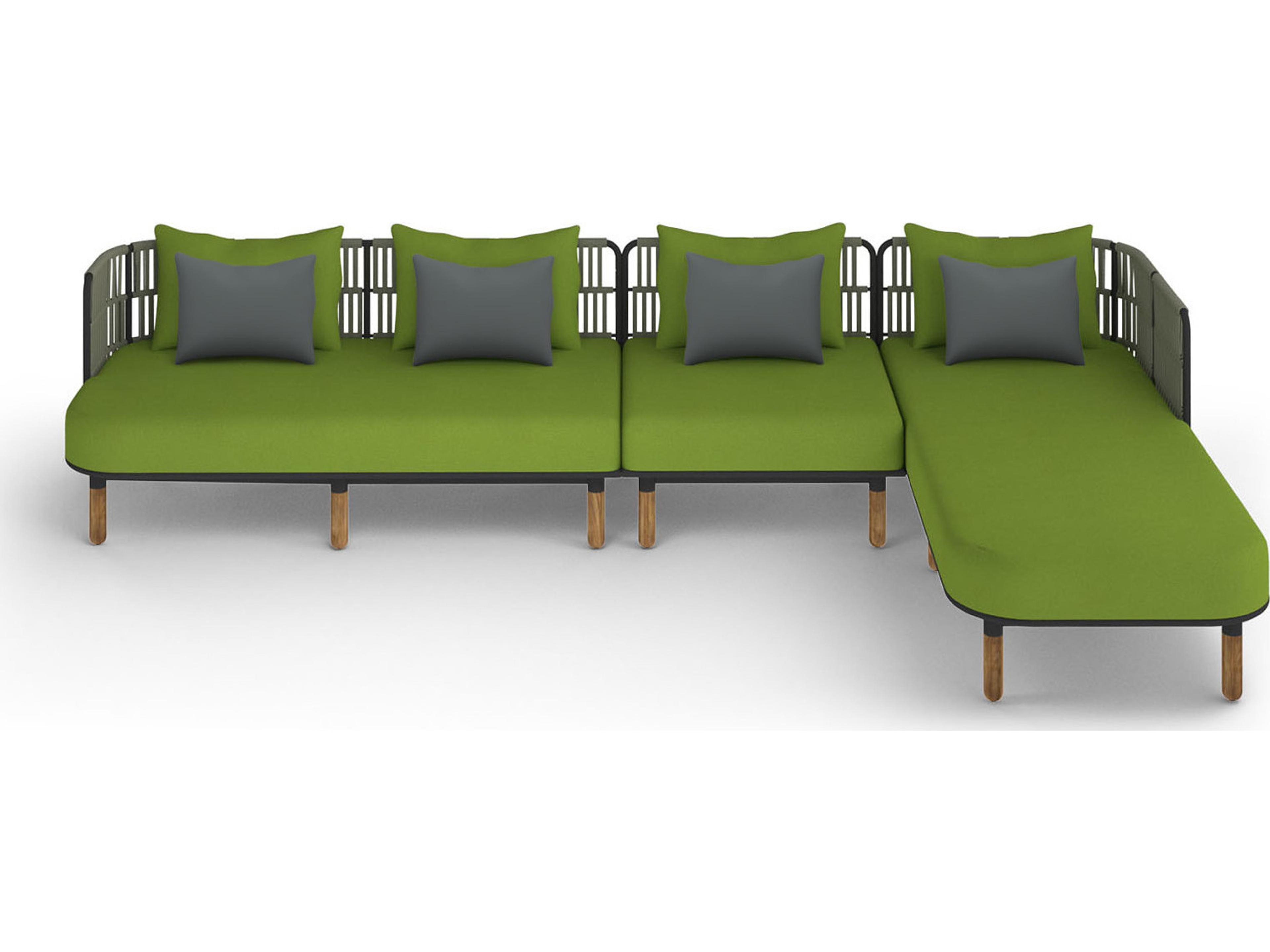 MamaGreen Daisy Rae Deep Seating Teak Rope Sectional Patio Lounge Set