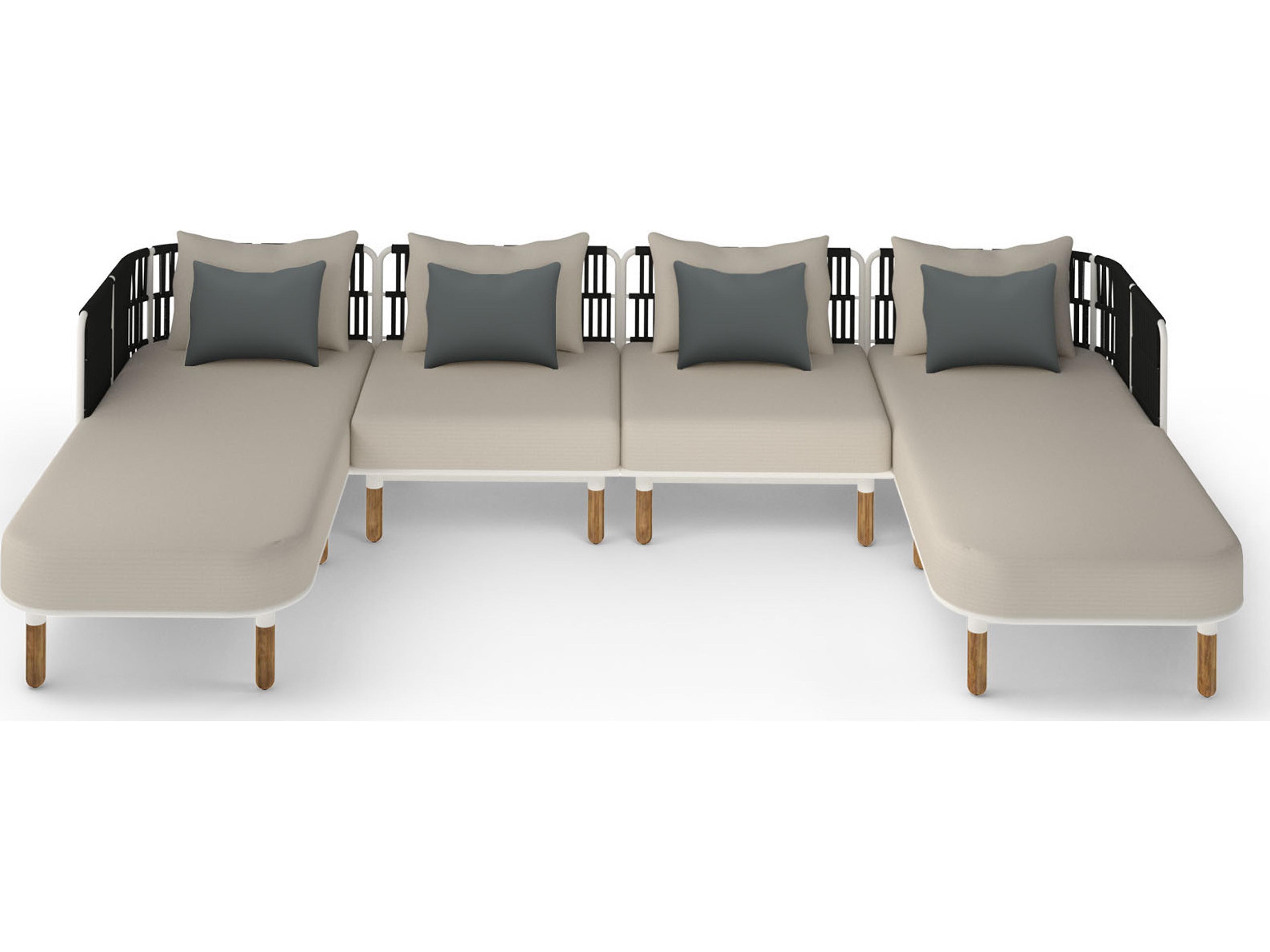 MamaGreen Daisy Rae Deep Seating Teak Rope Sectional Outdoor Lounge Set