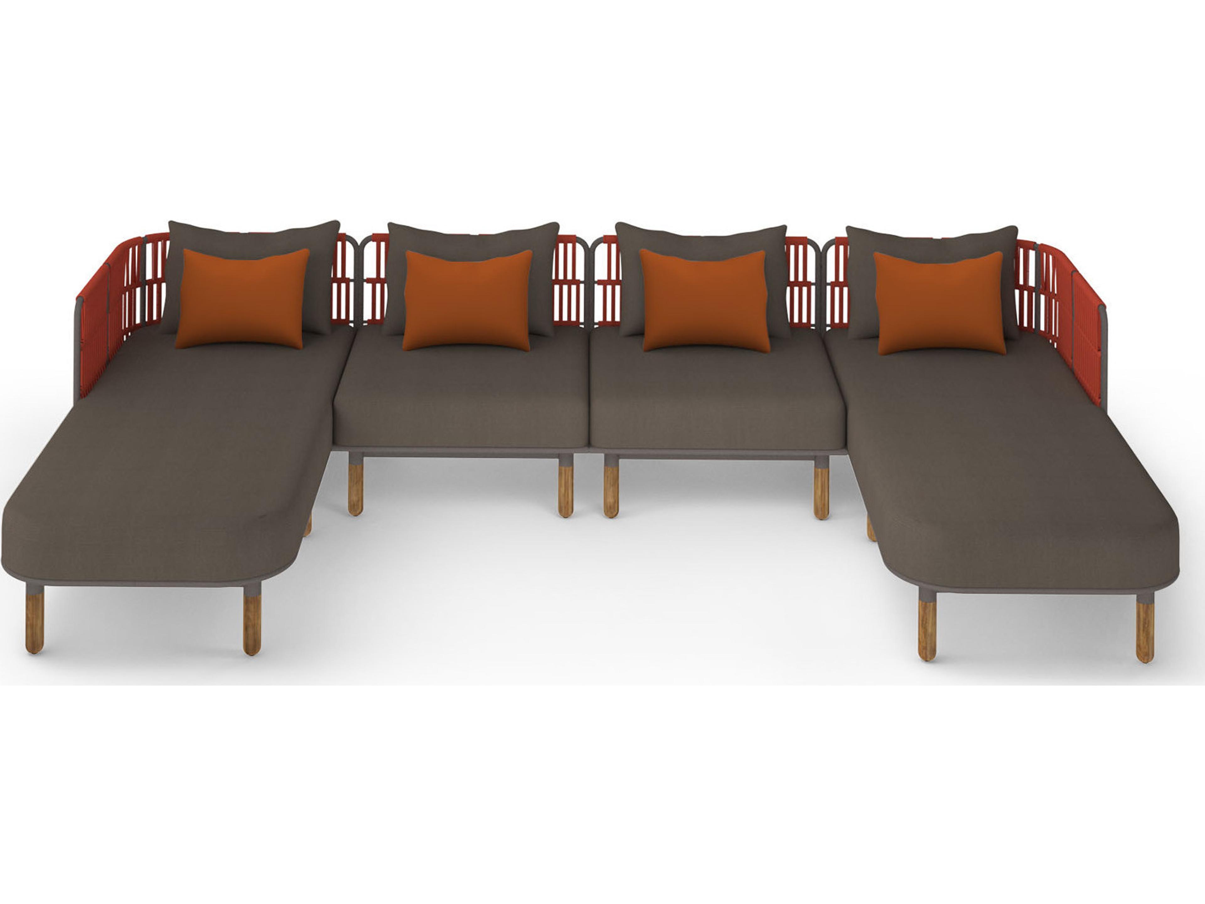 MamaGreen Daisy Rae Deep Seating Teak Rope Sectional Outdoor Lounge Set