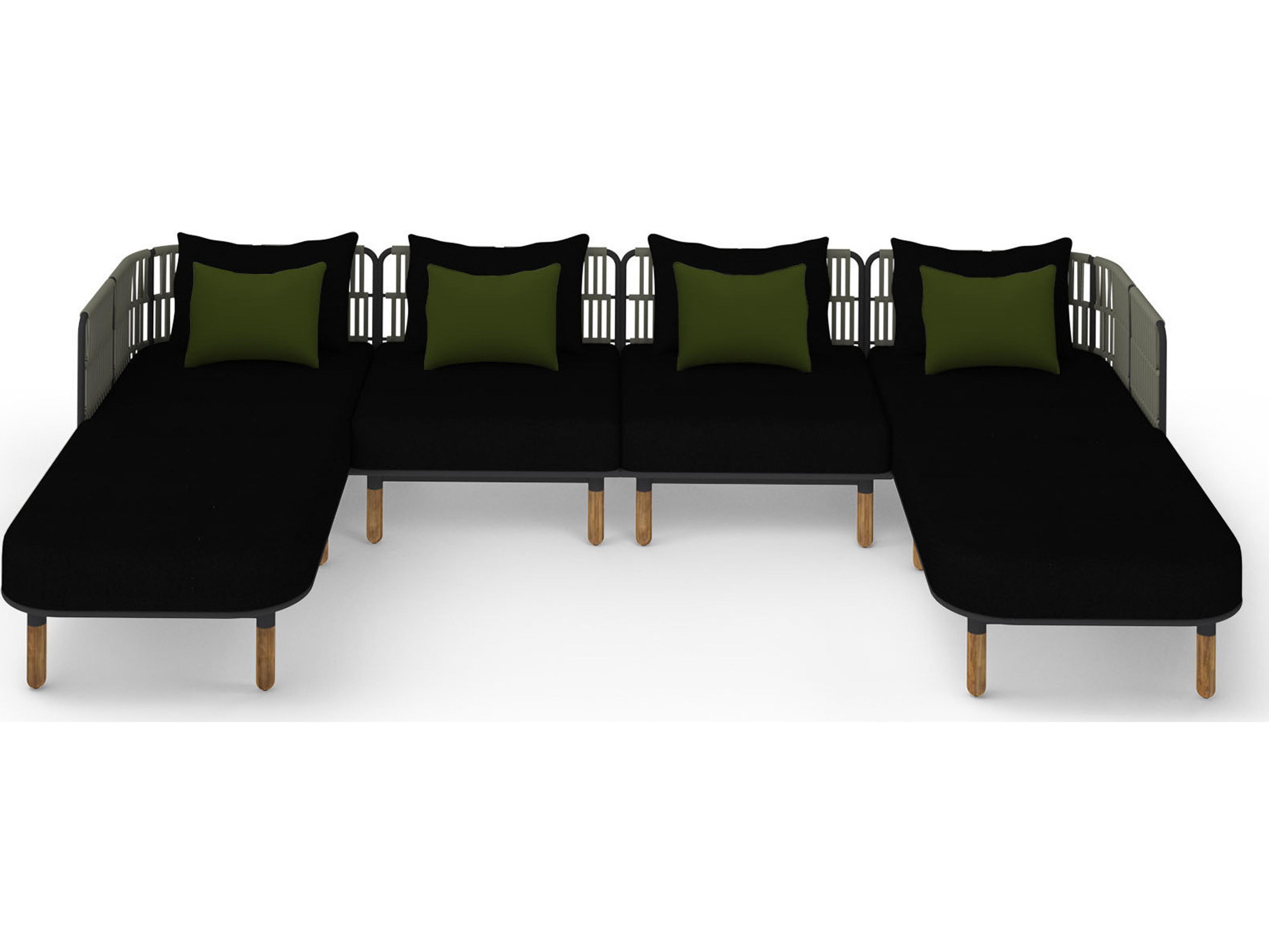 MamaGreen Daisy Rae Deep Seating Teak Rope Sectional Outdoor Lounge Set