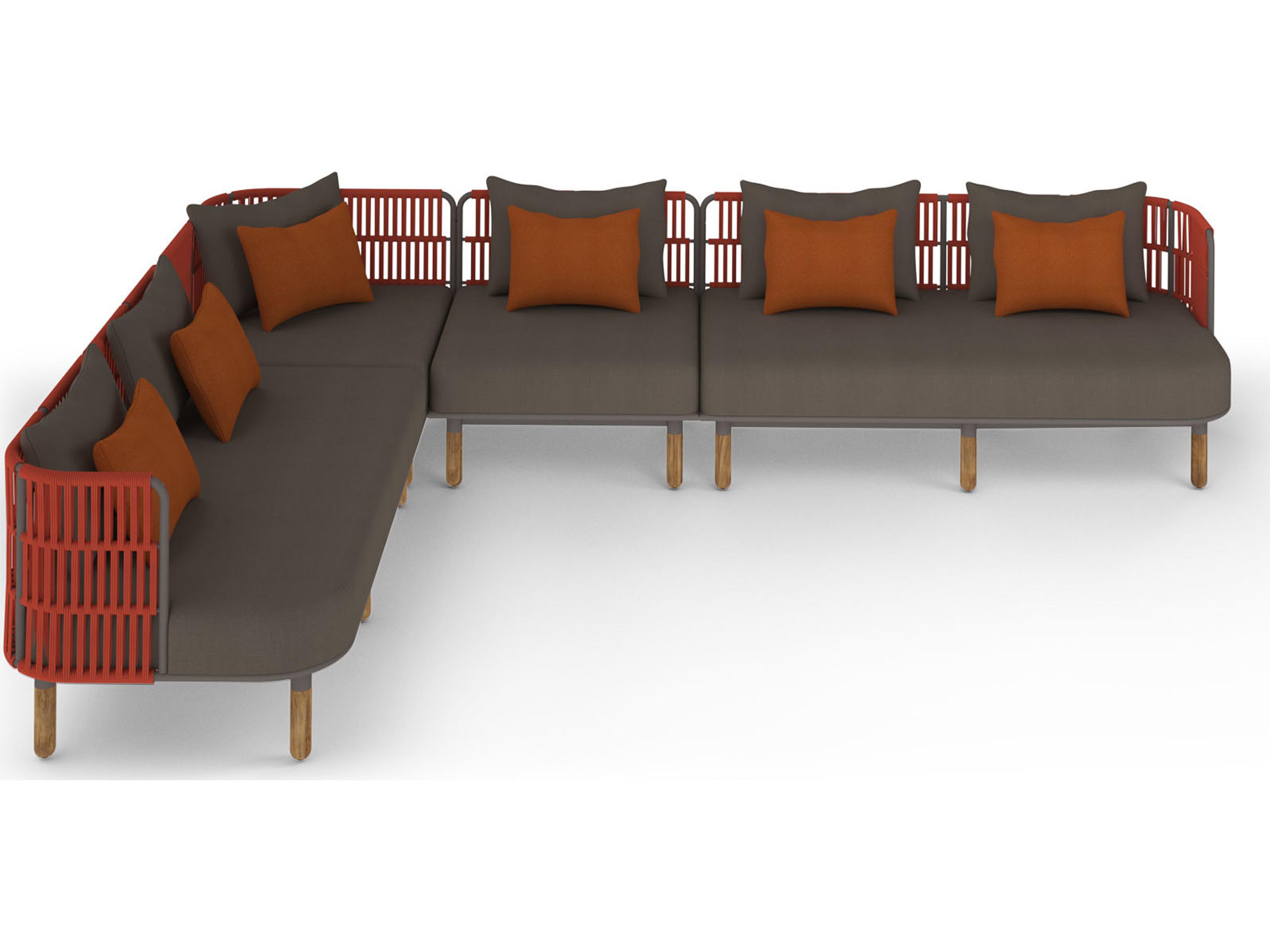 MamaGreen Daisy Rae Deep Seating Teak Rope Sectional Outdoor Patio Lounge Set