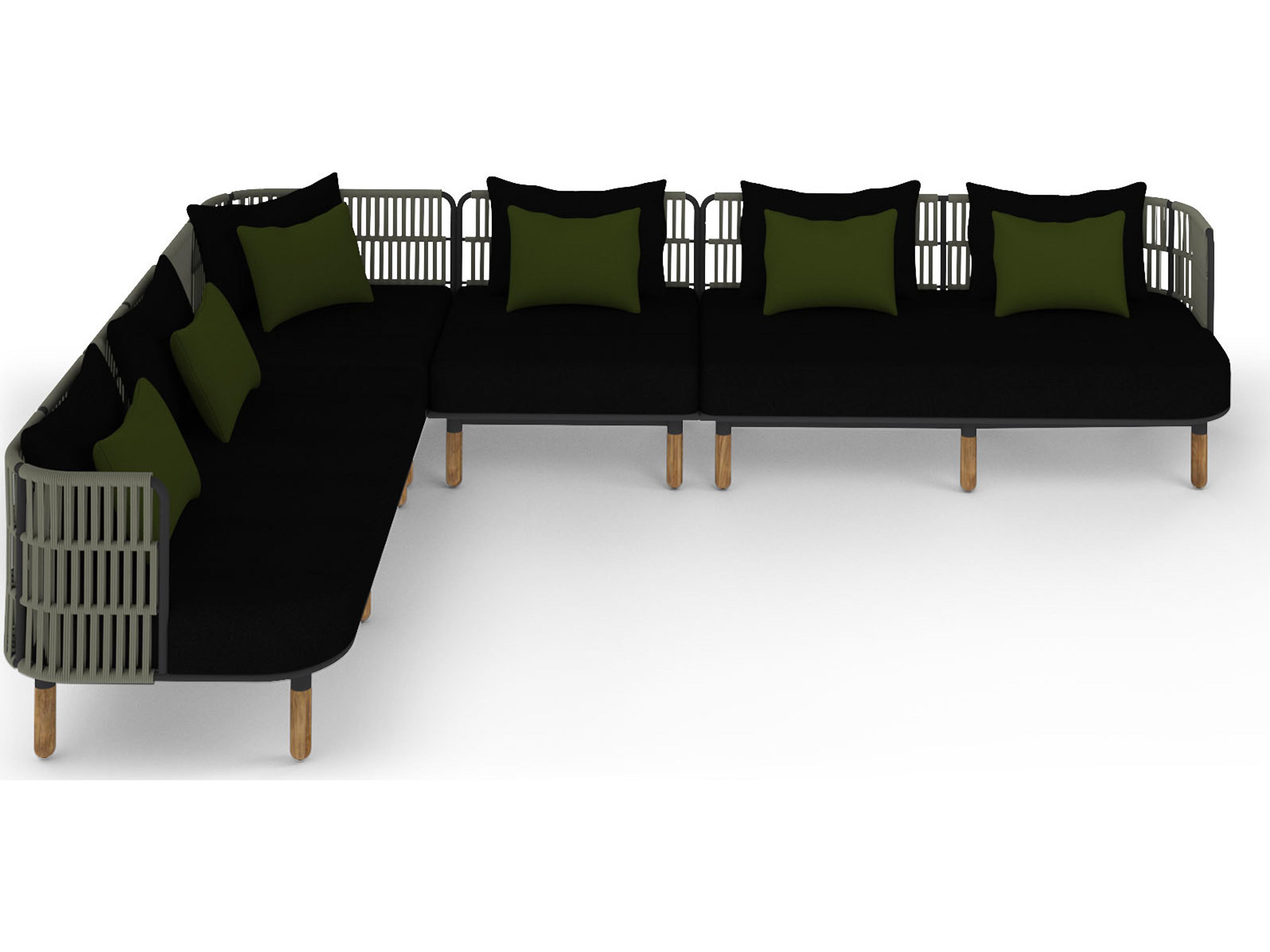 MamaGreen Daisy Rae Deep Seating Teak Rope Sectional Outdoor Patio Lounge Set