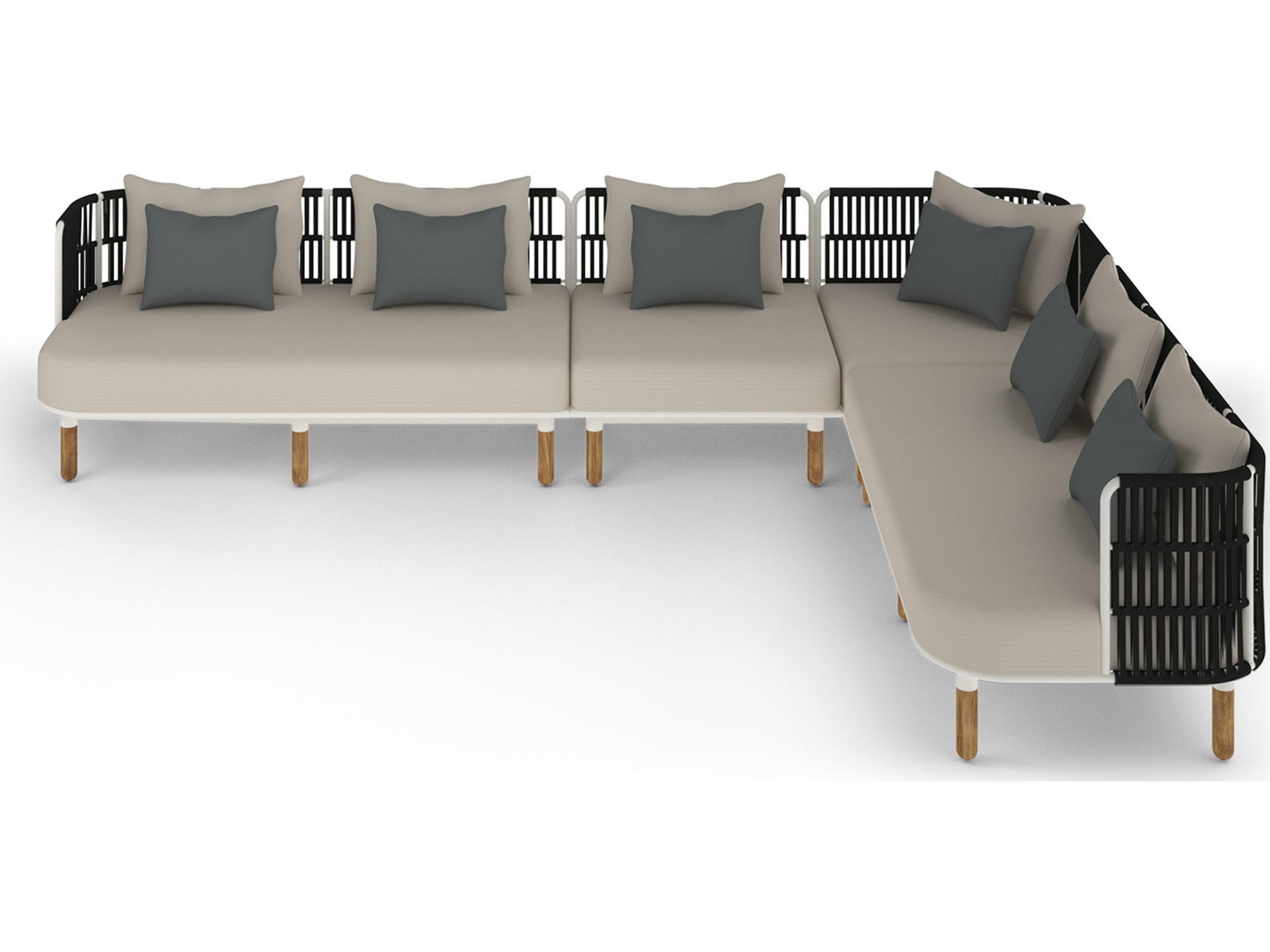 MamaGreen Daisy Rae Deep Seating Teak Rope Sectional Patio Lounge Set