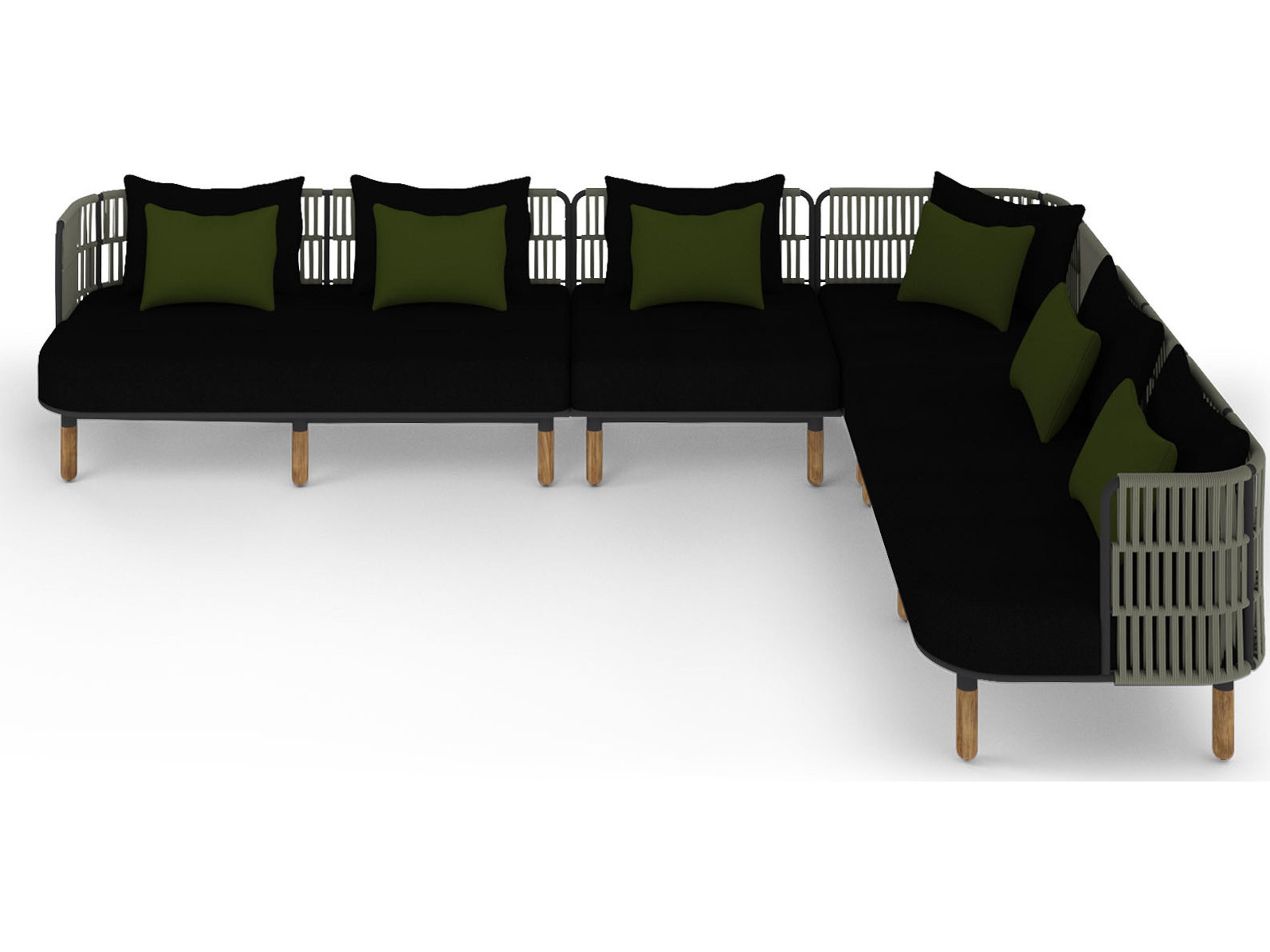 MamaGreen Daisy Rae Deep Seating Teak Rope Sectional Patio Lounge Set