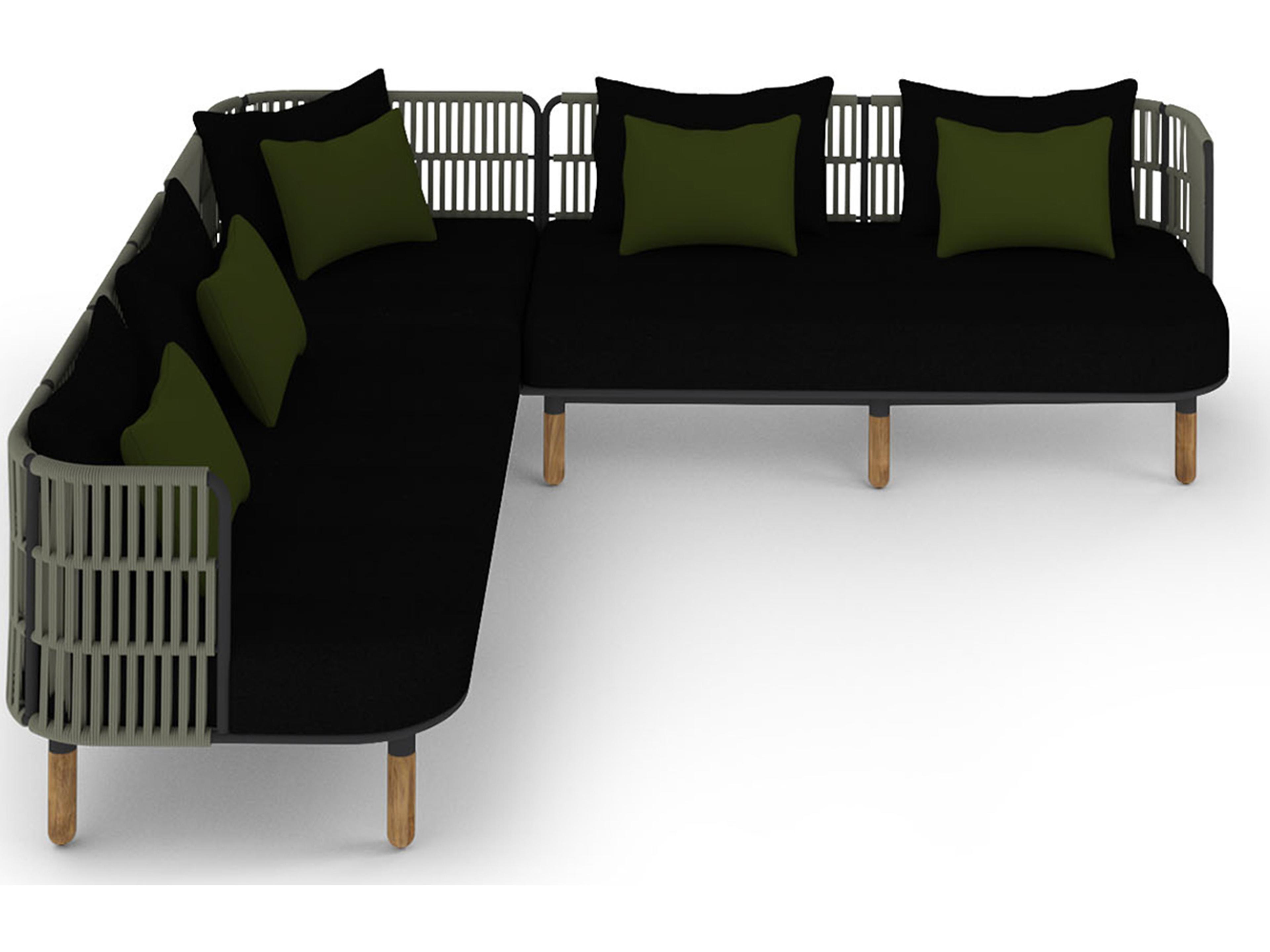 MamaGreen Daisy Rae Deep Seating Teak Rope Sectional Outdoor Lounge Set