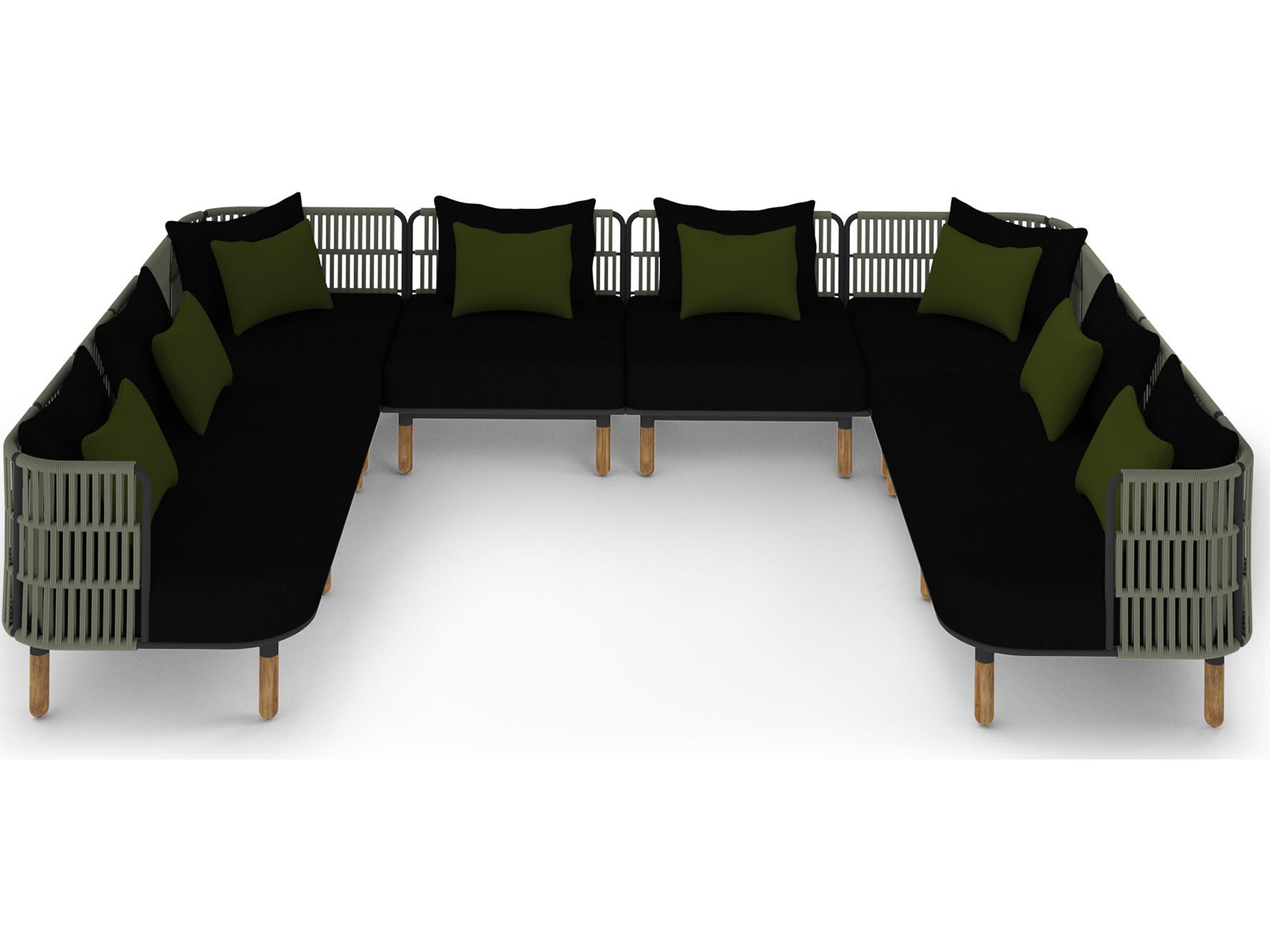 MamaGreen Daisy Rae Deep Seating Teak Rope Sectional Outdoor Patio Lounge Set