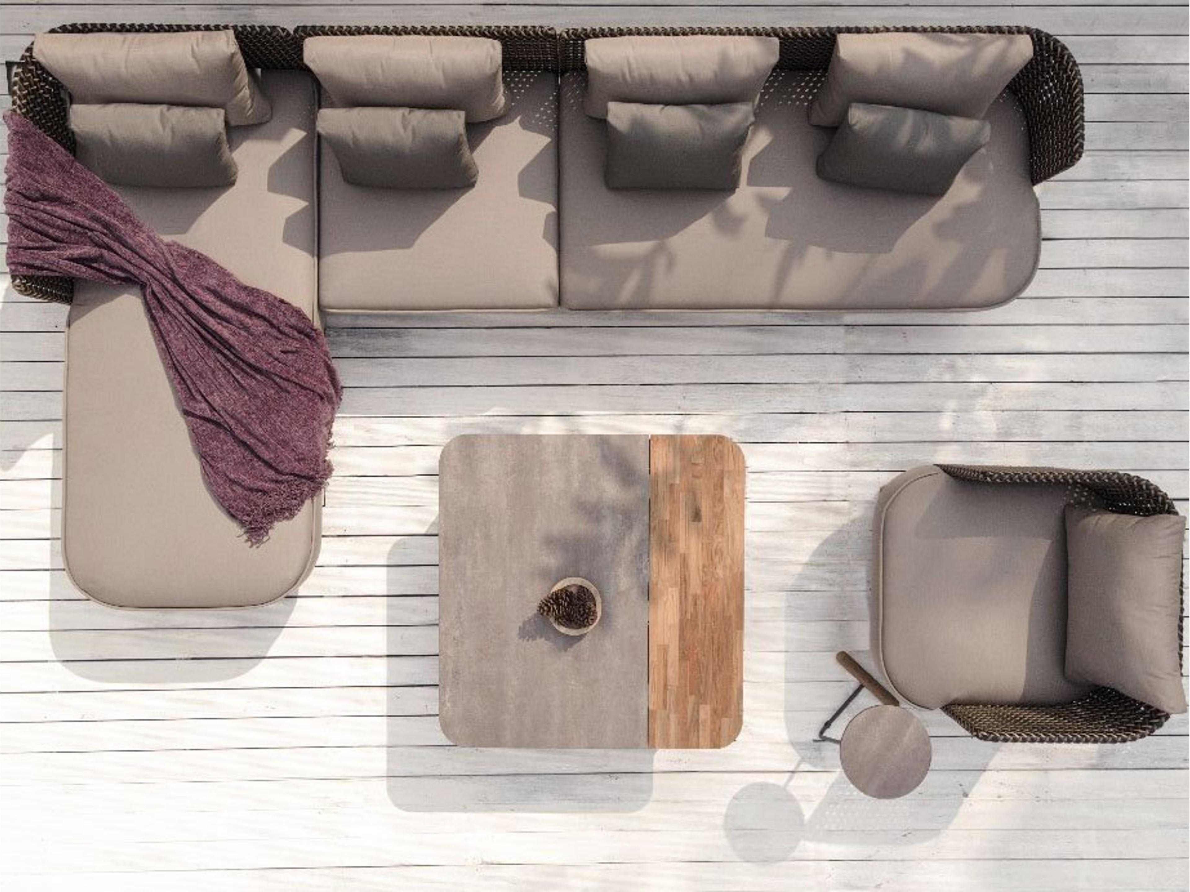 MamaGreen Daisy Mae Deep Seating Teak Wicker Sectional Outdoor Lounge Set