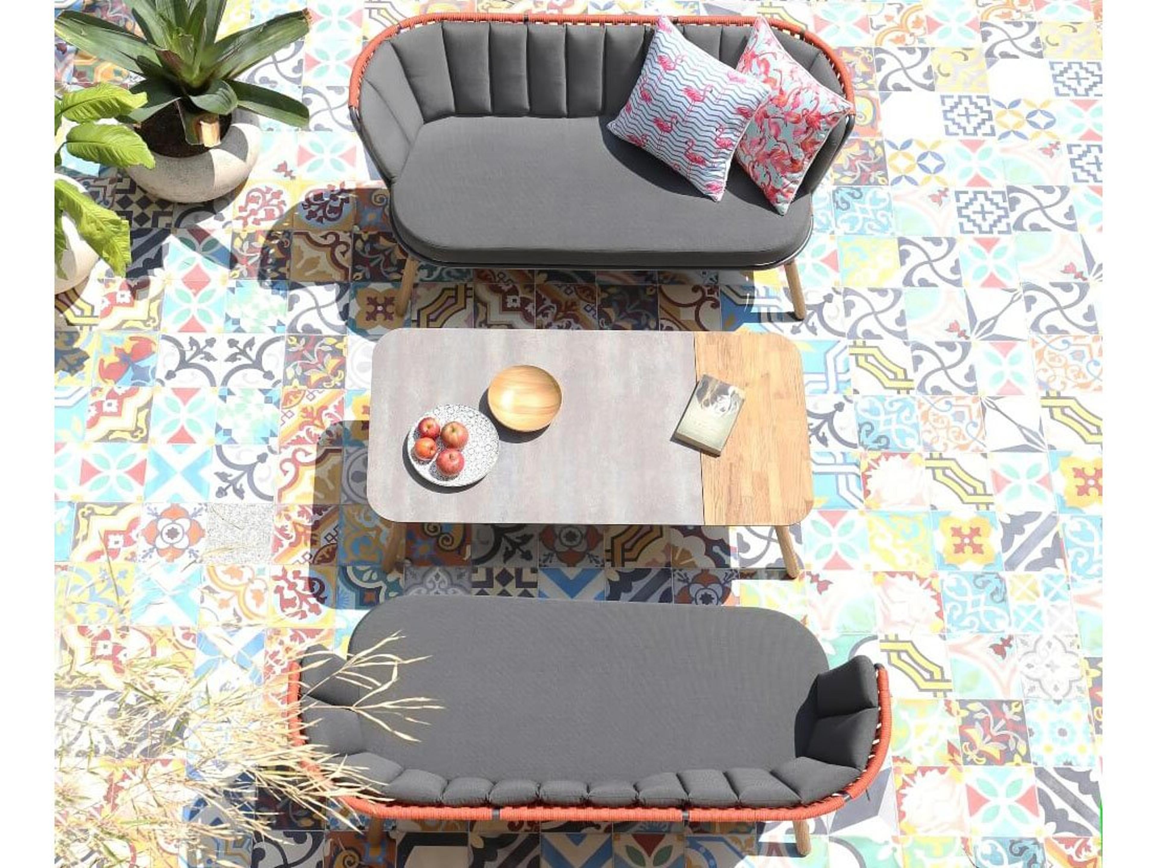 MamaGreen Daisy Rae Teak Rope Outdoor Patio Lounge Set