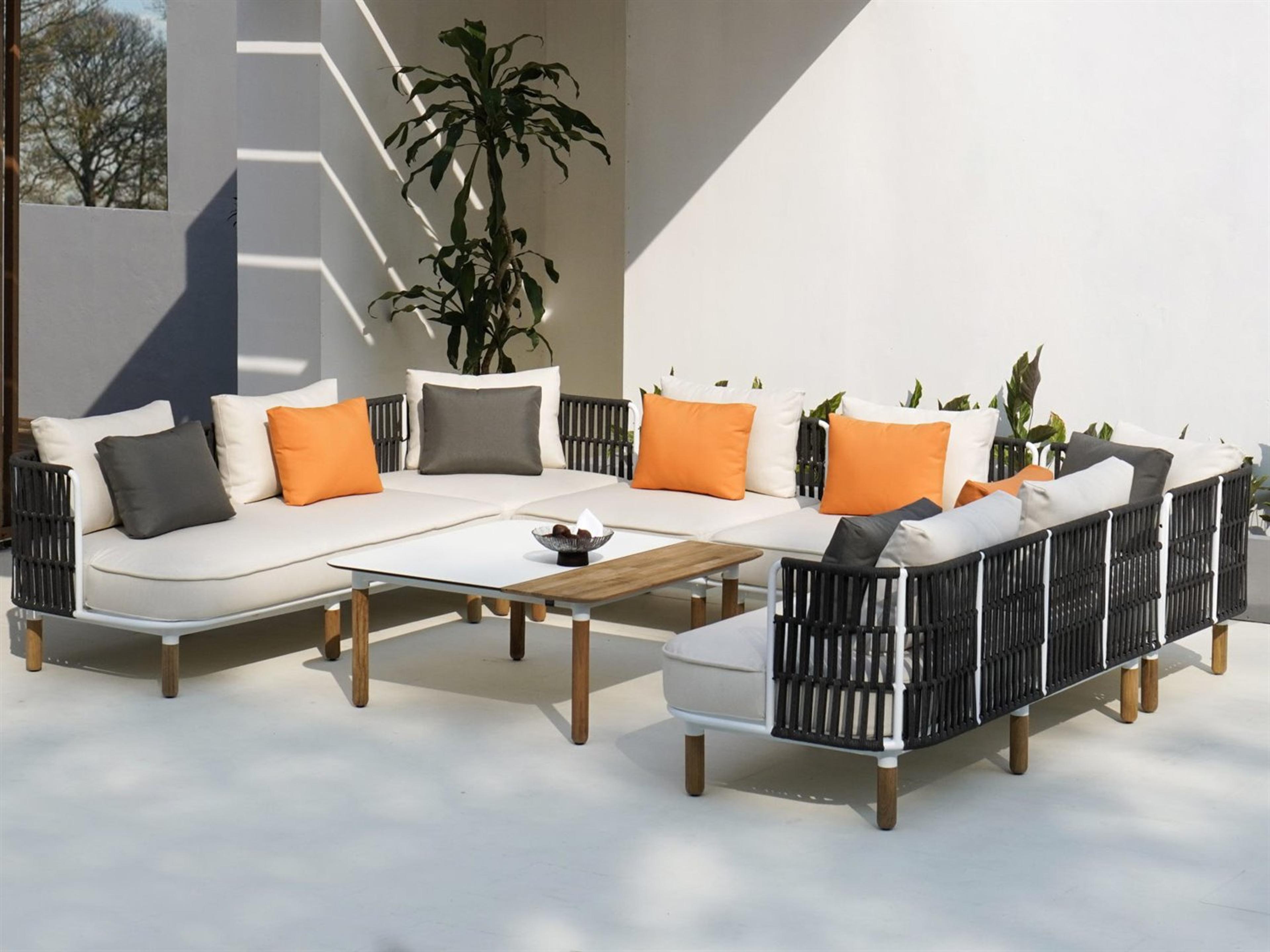 MamaGreen Daisy Rae Deep Seating Teak Rope Sectional Outdoor Lounge Set