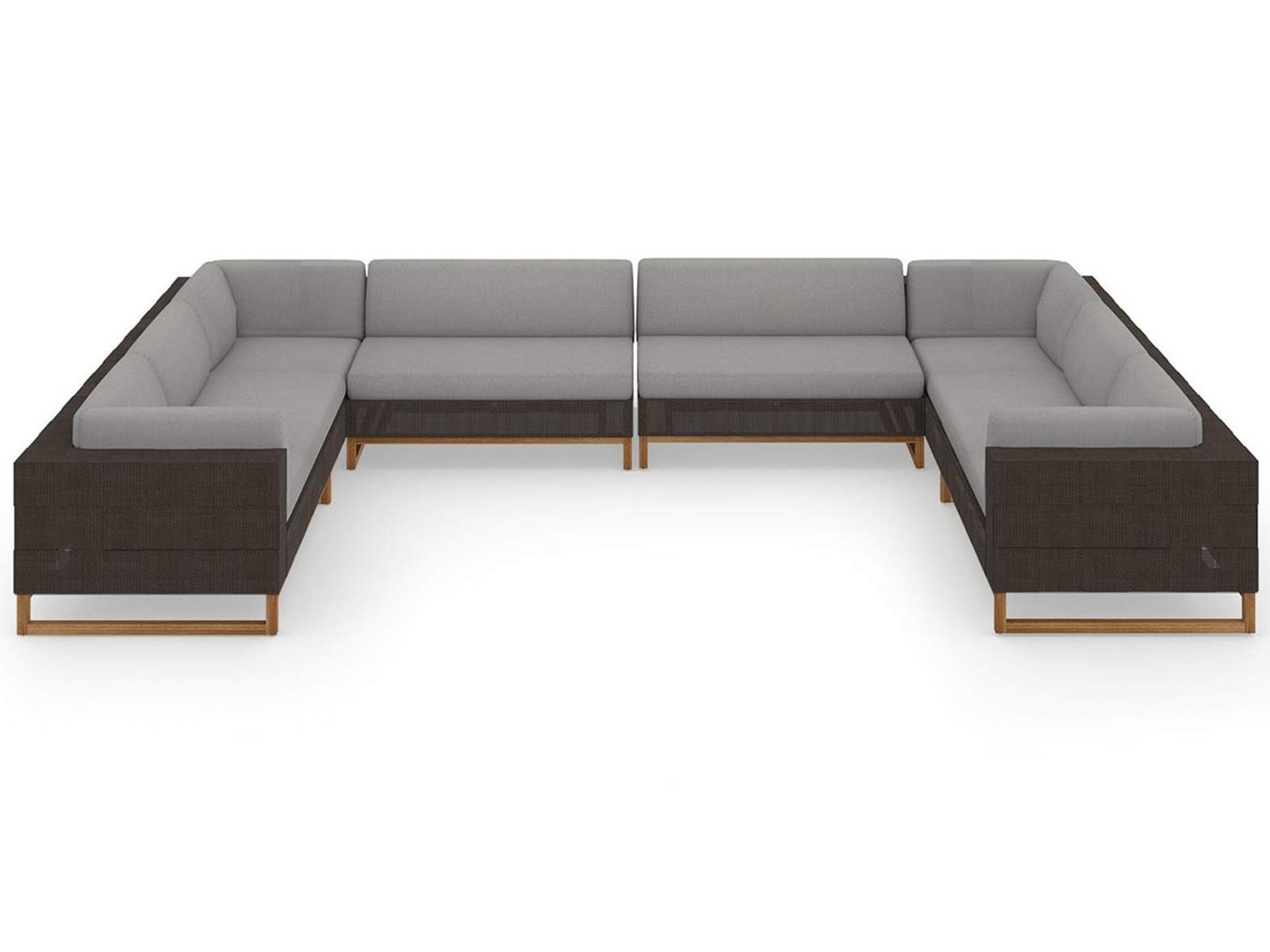 MamaGreen Ekka Teak Wicker Sectional Patio Lounge Set