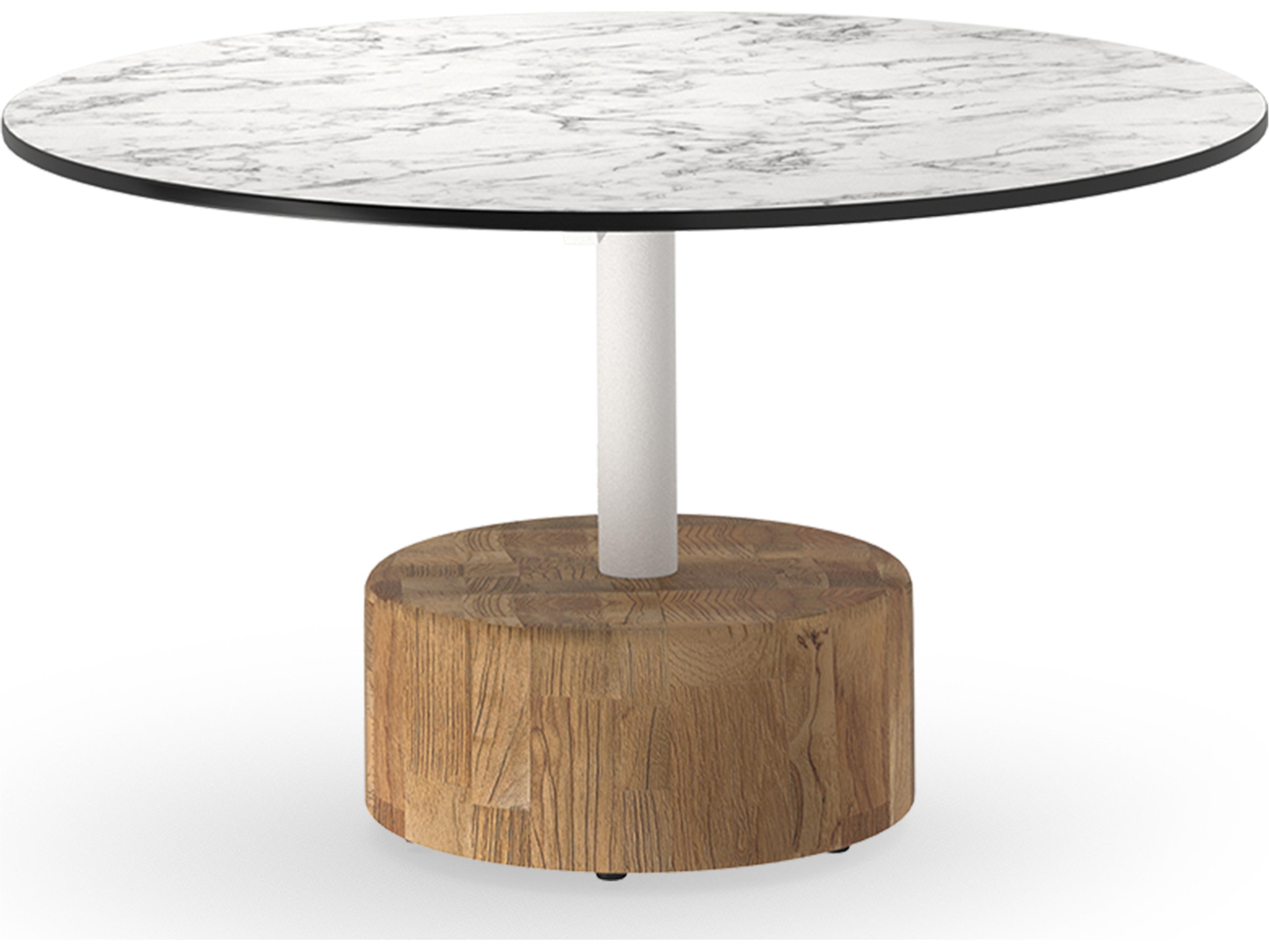 MamaGreen Glyph Aluminum Teak Round Low Table