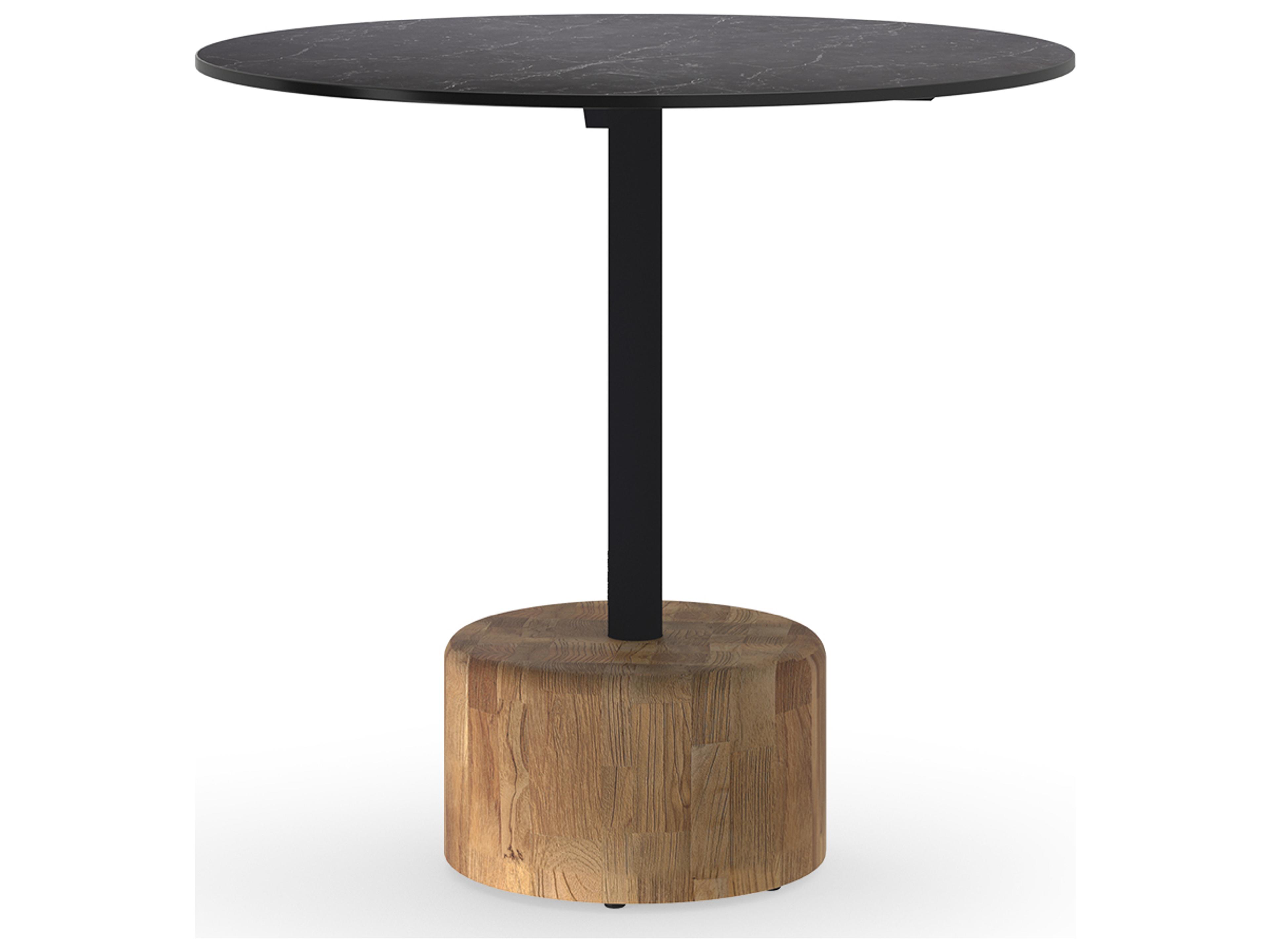 MamaGreen Glyph Aluminum Teak Round Outdoor Bistro Table