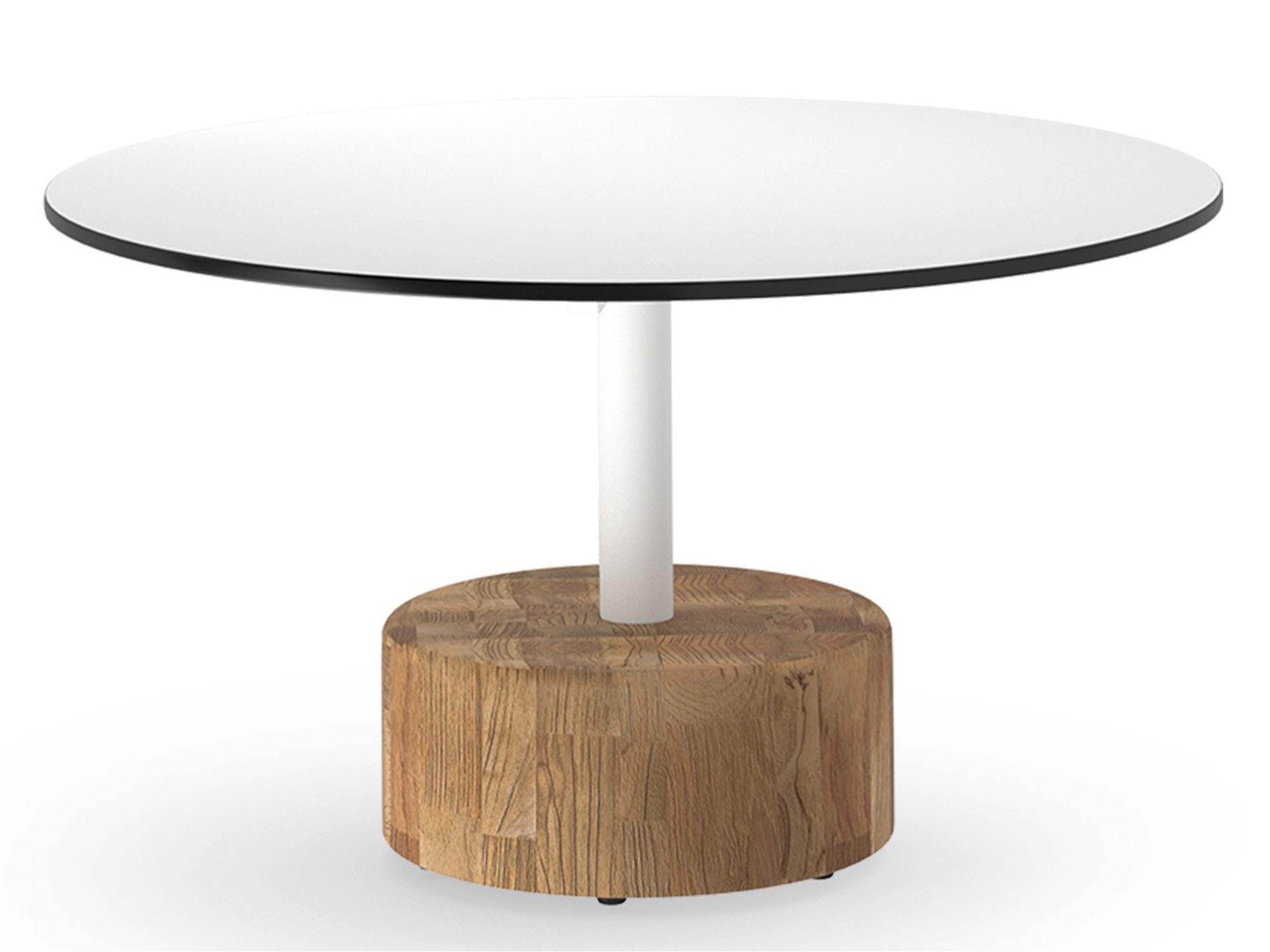 Glyph Round Low Table Aluminum and Teak Outdoor