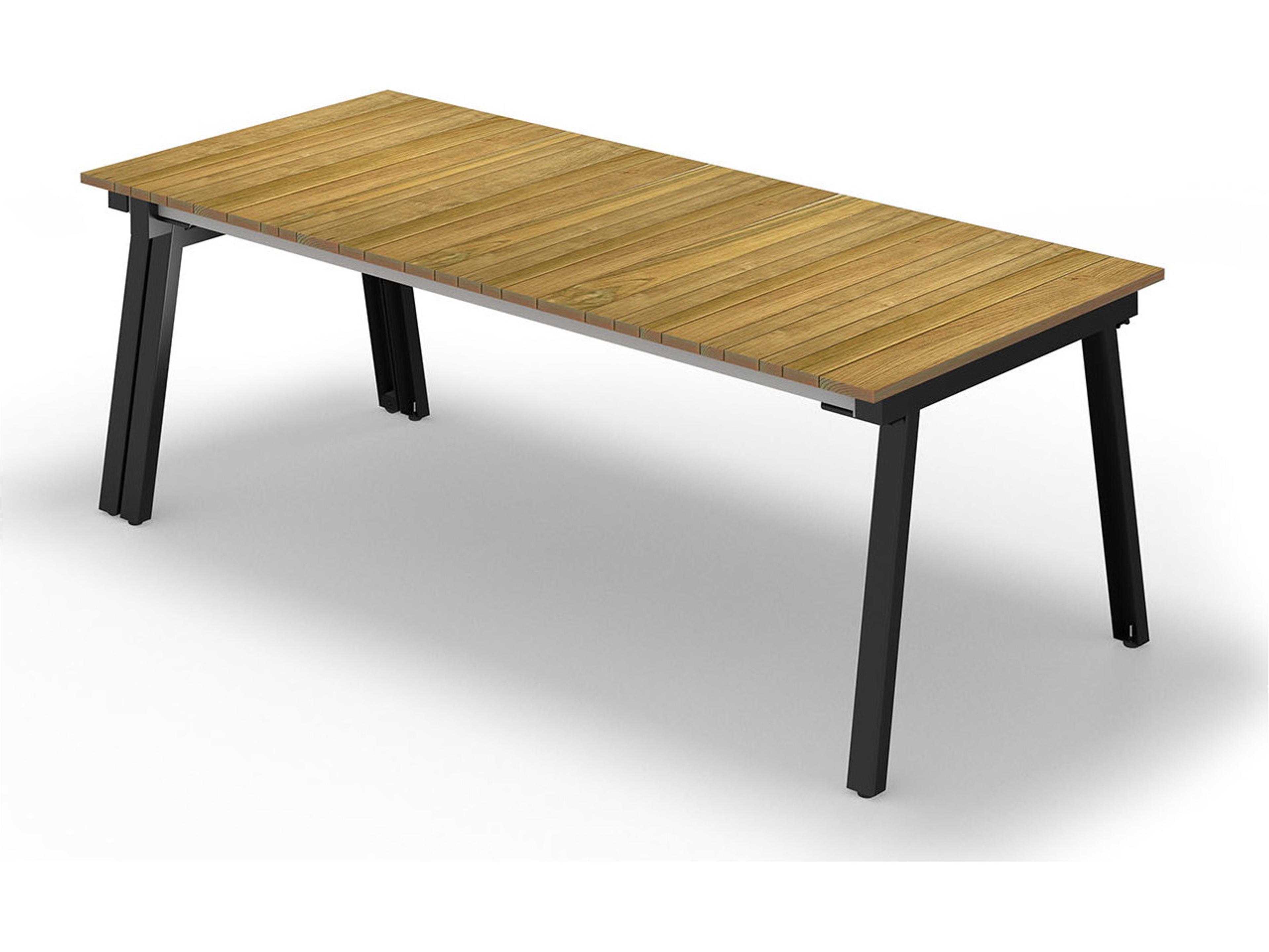 MamaGreen Maxximus Steel Extendable Rectangular Teak Top Outdoor Dining Table