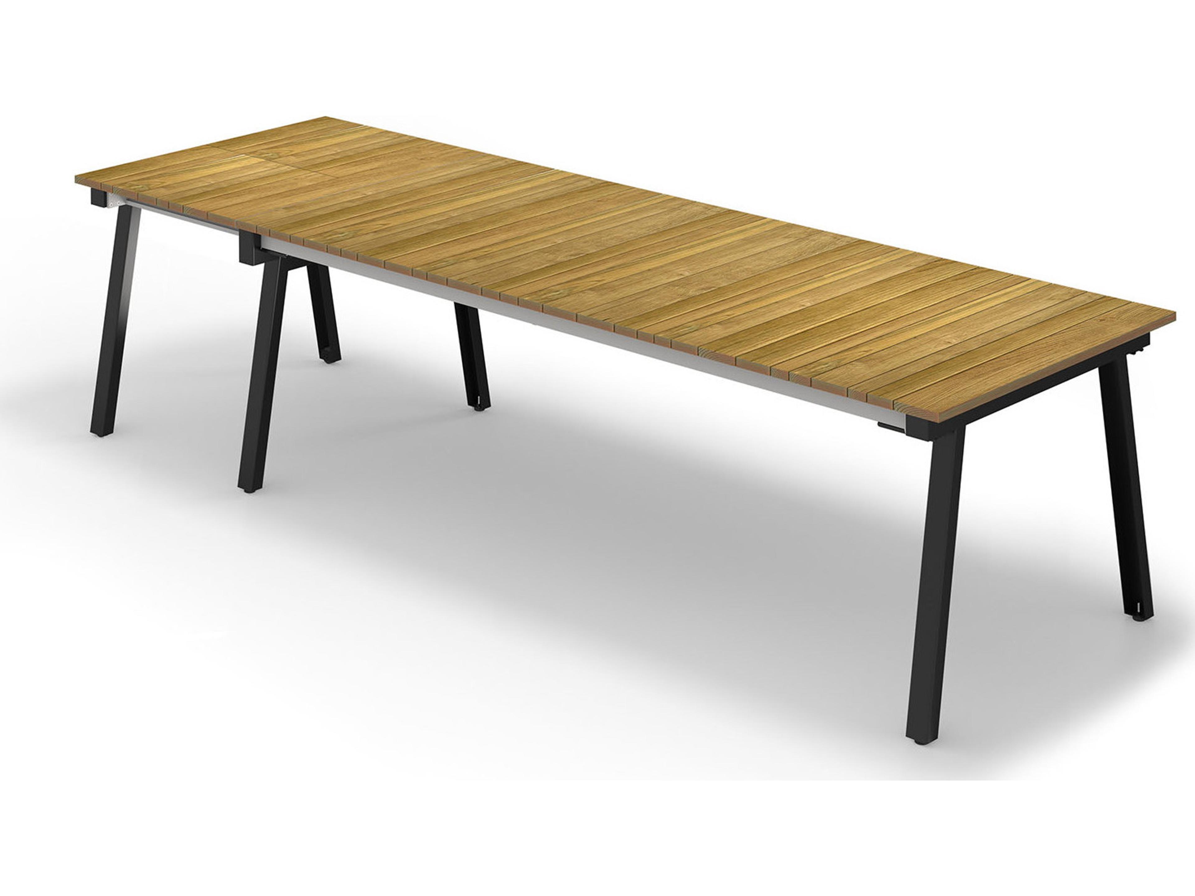 MamaGreen Maxximus Steel Extendable Rectangular Teak Top Outdoor Dining Table