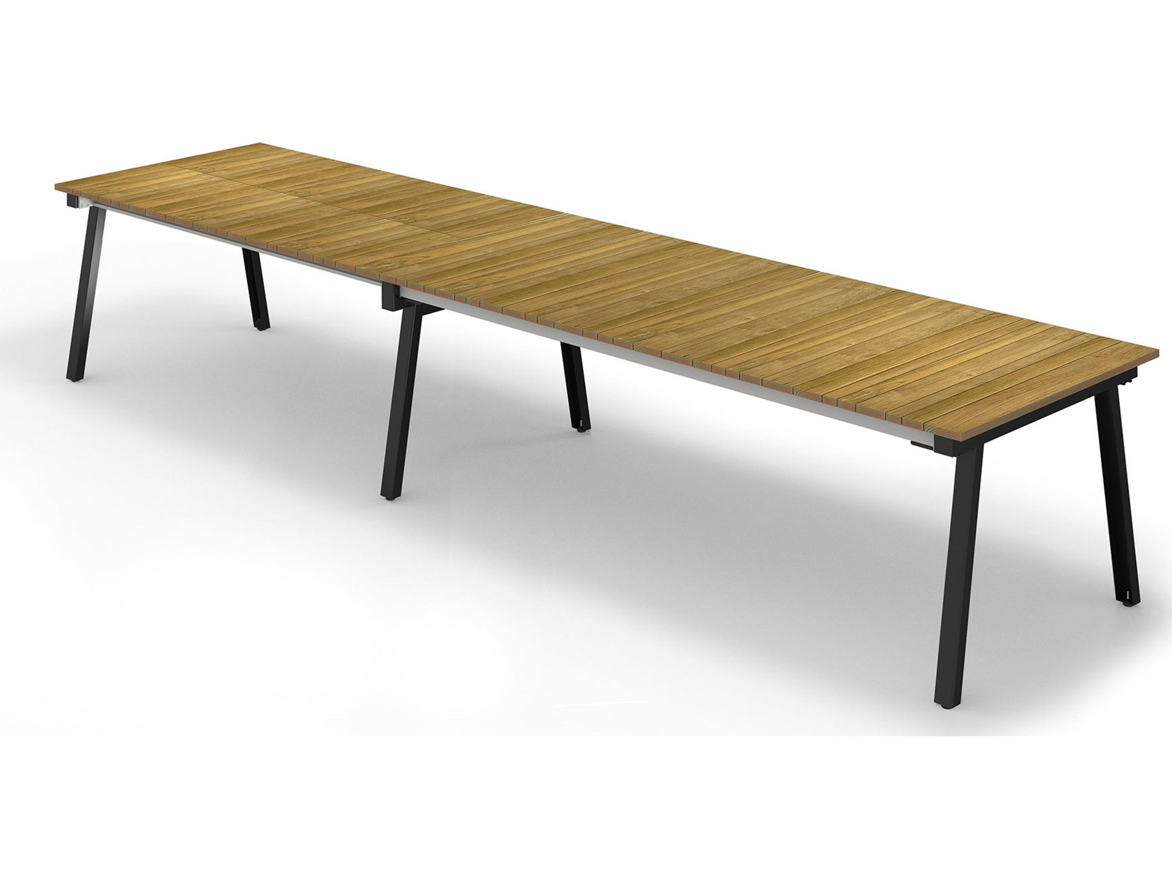 MamaGreen Maxximus Steel Extendable Rectangular Teak Top Outdoor Dining Table