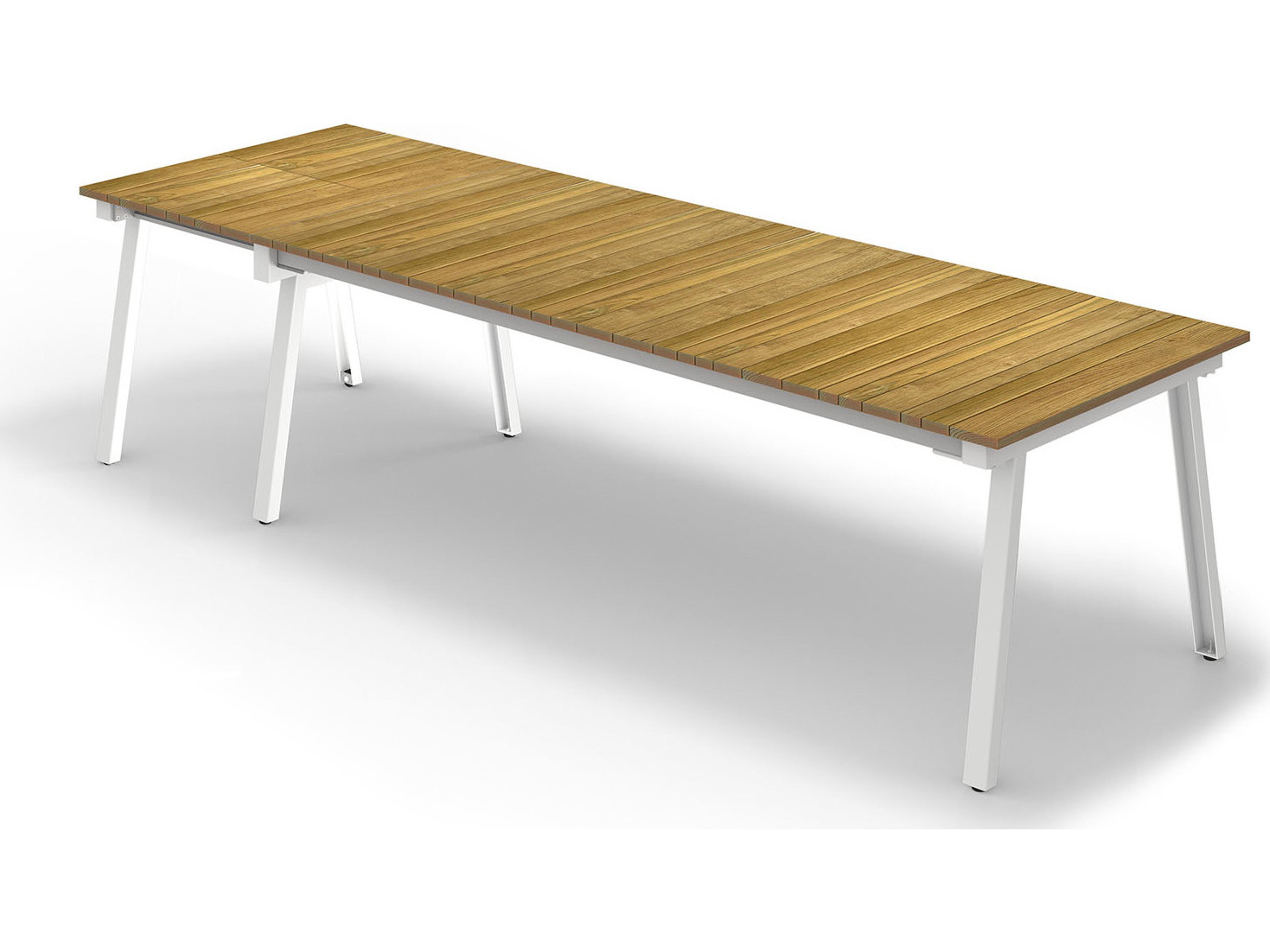 MamaGreen Maxximus Steel Extendable Rectangular Teak Top Outdoor Dining Table