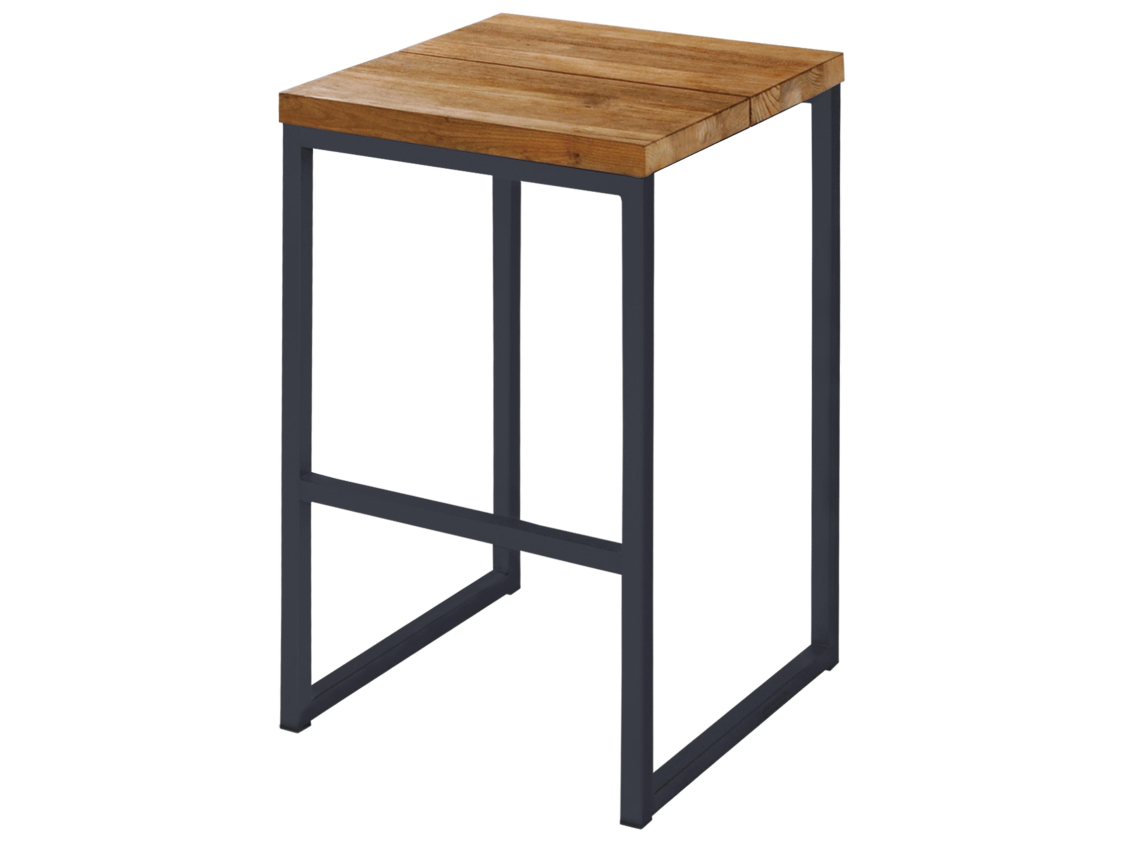 MamaGreen Oko Steel Teak Outdoor Patio Bar Stool