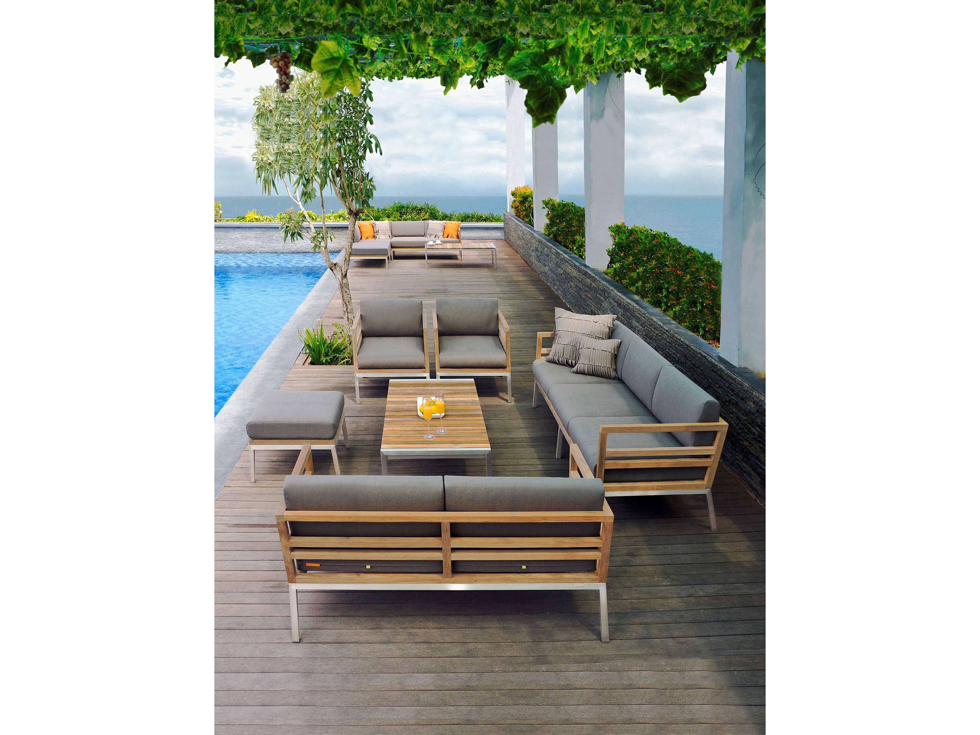 MamaGreen Zudu Aluminum Steel Teak Cushion Patio Loveseat