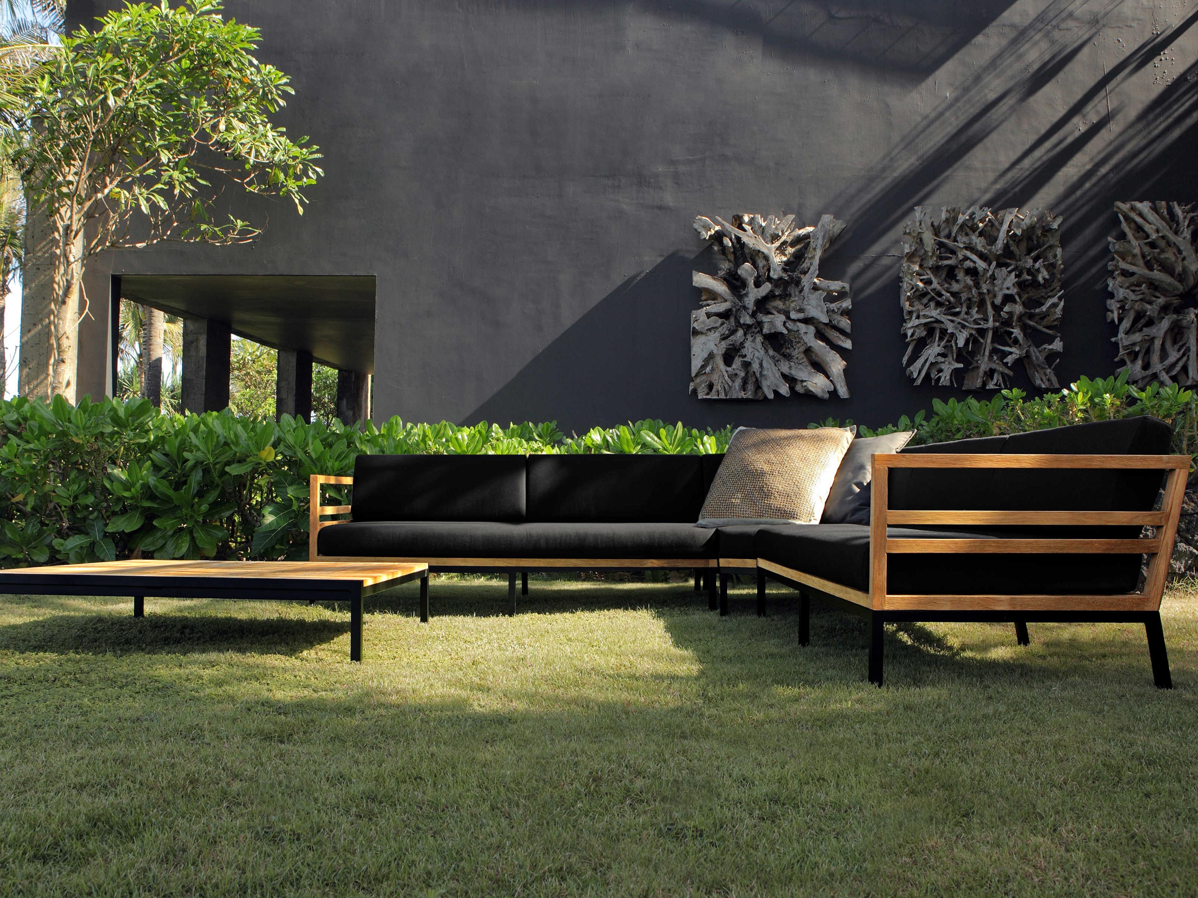 MamaGreen Zudu Aluminum Steel Teak Cushion Outdoor Patio Sofa