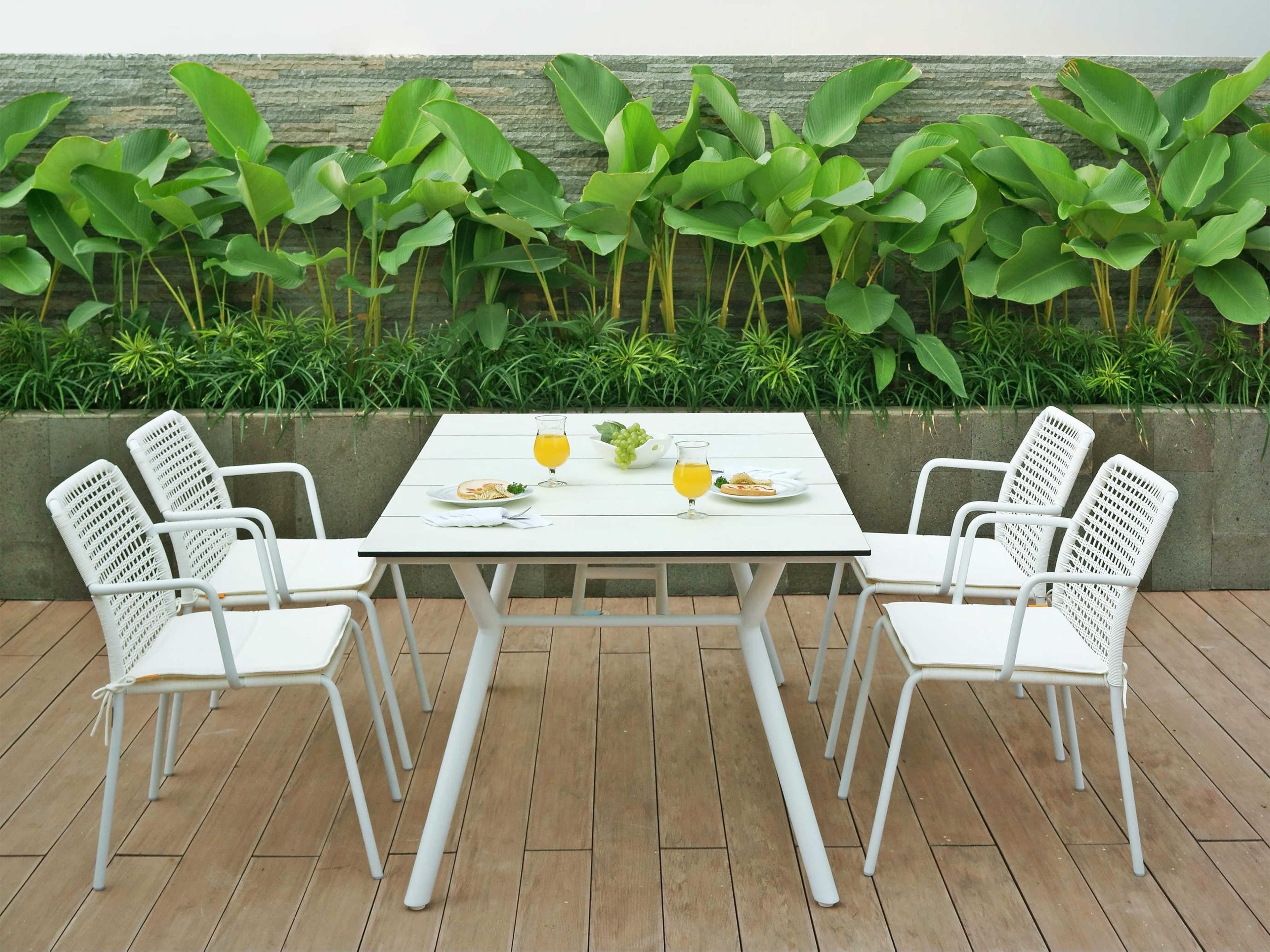 MamaGreen Manda Aluminum Wicker Stackable Outdoor Dining Arm Chair