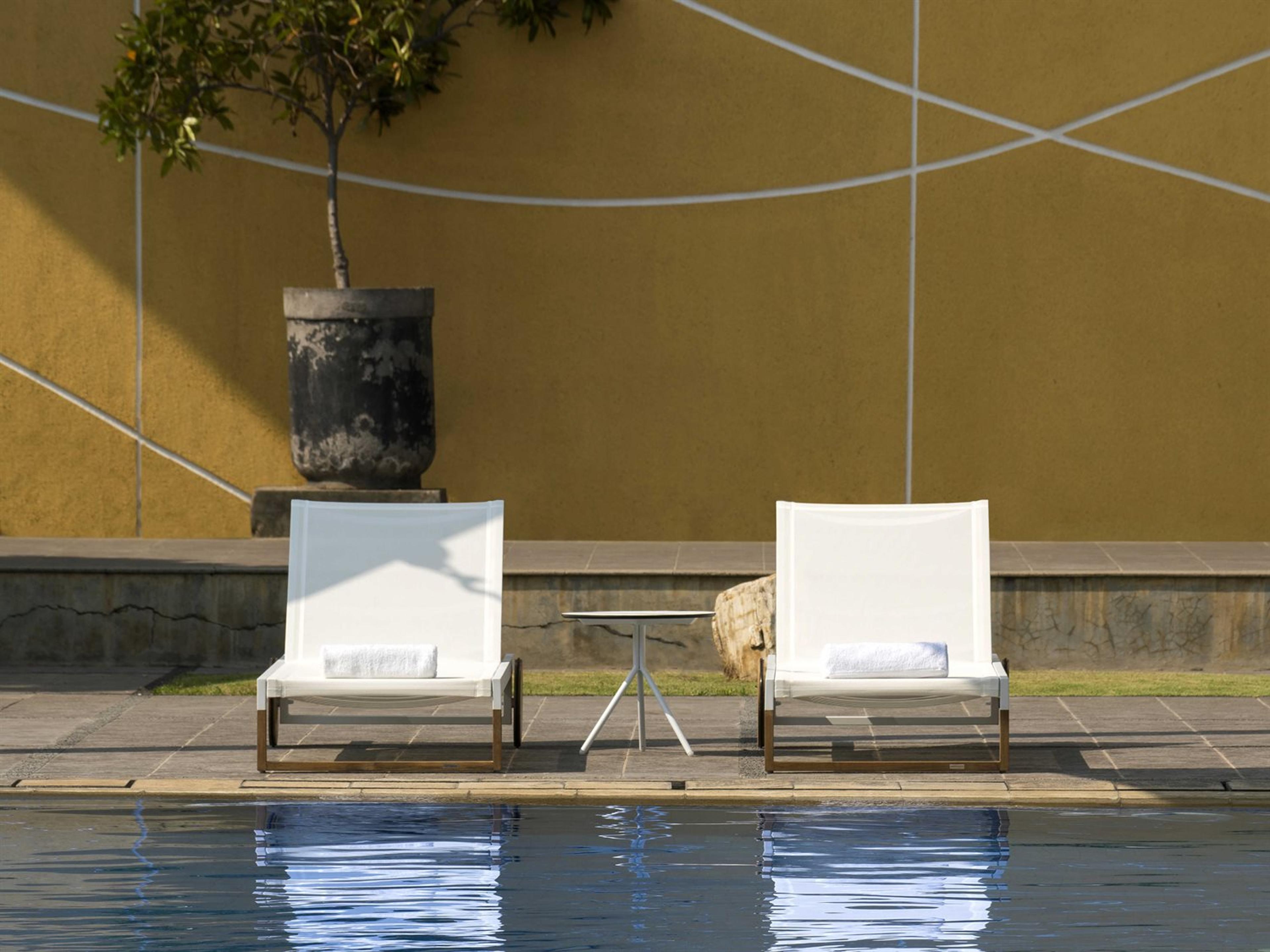 MamaGreen Ekka Teak Sling Patio Chaise Lounge