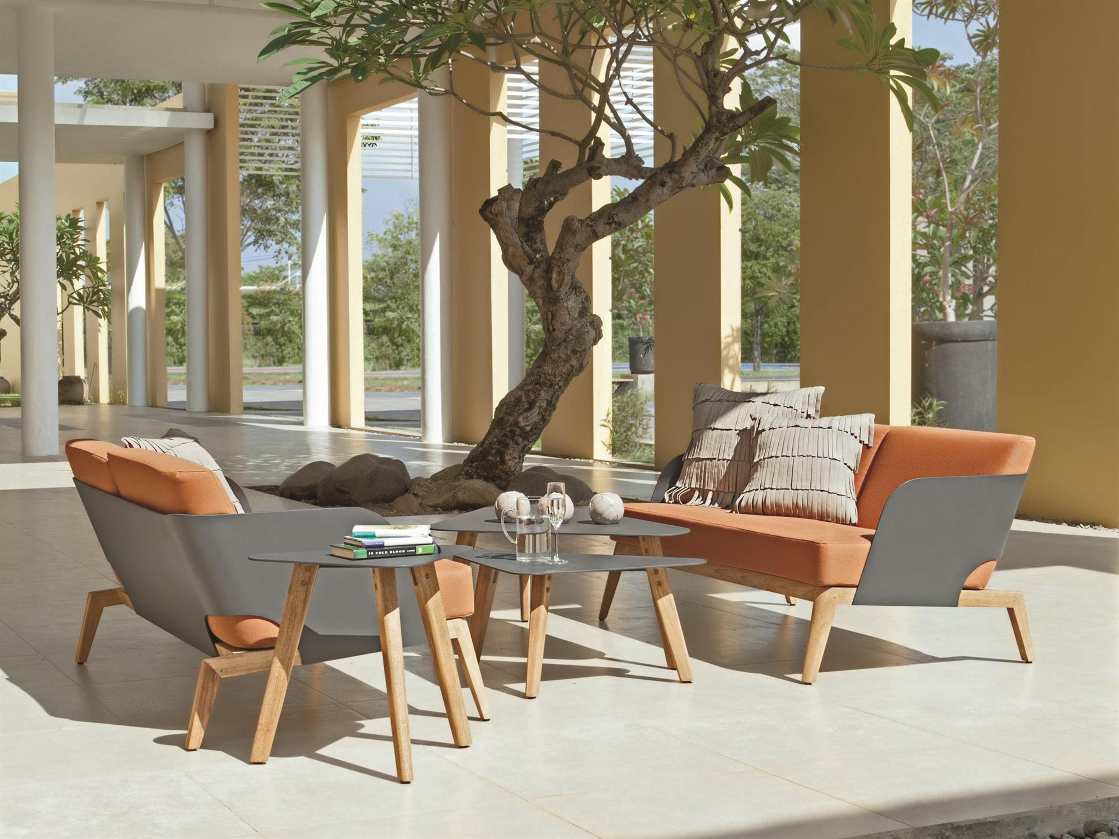 Kaat Teak Cushion Patio Lounge Set