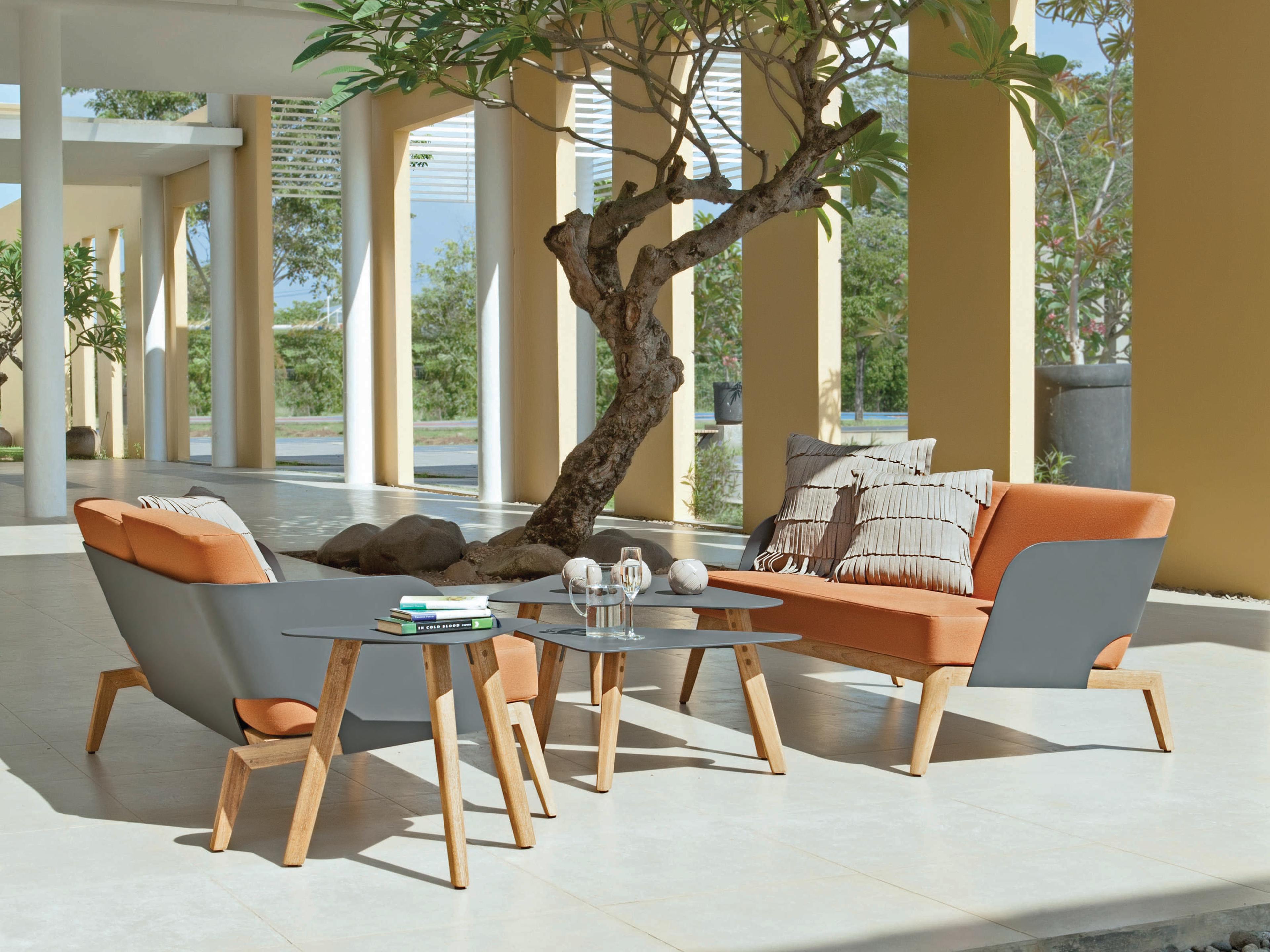 MamaGreen Kaat Teak Triangular Outdoor Patio End Table