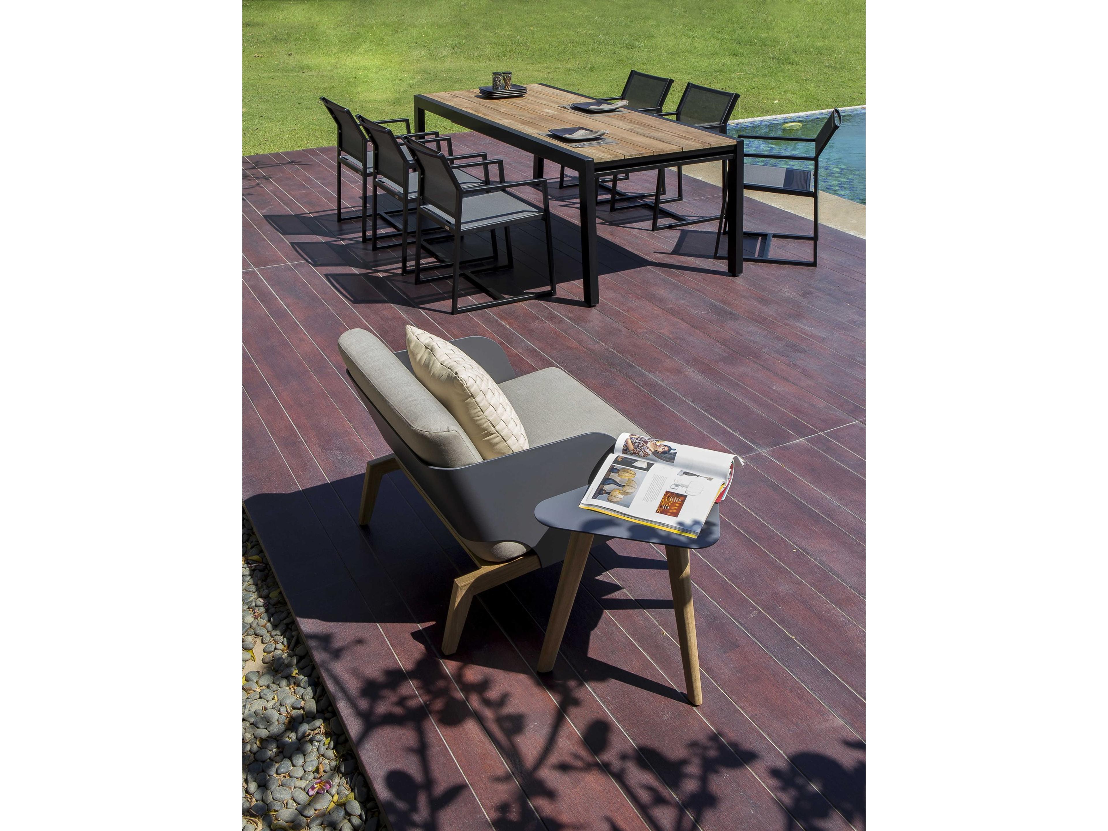 MamaGreen Kaat Teak Triangular Outdoor Patio End Table