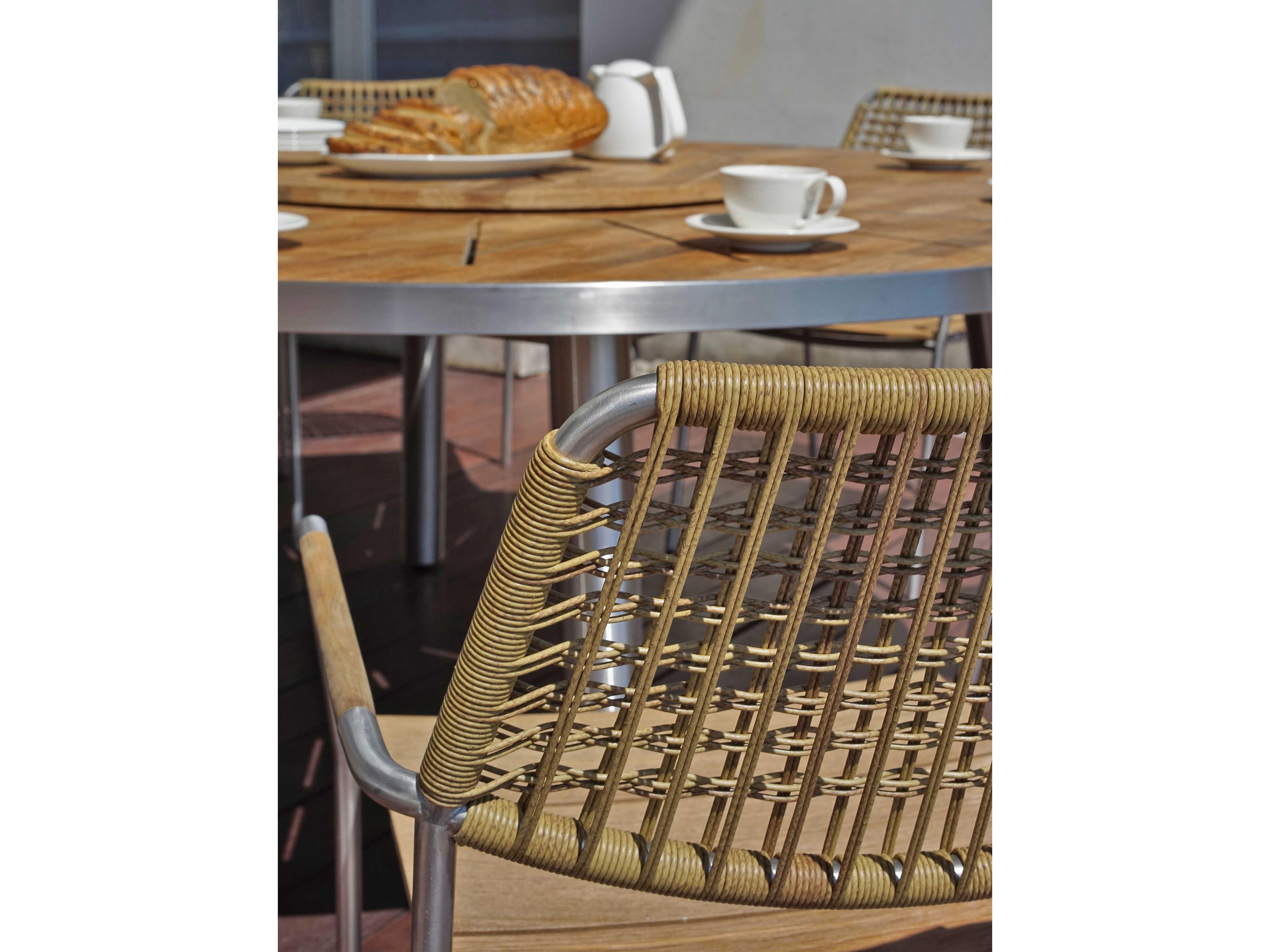 MamaGreen Meika Steel Teak Stackable Patio Dining Arm Chair