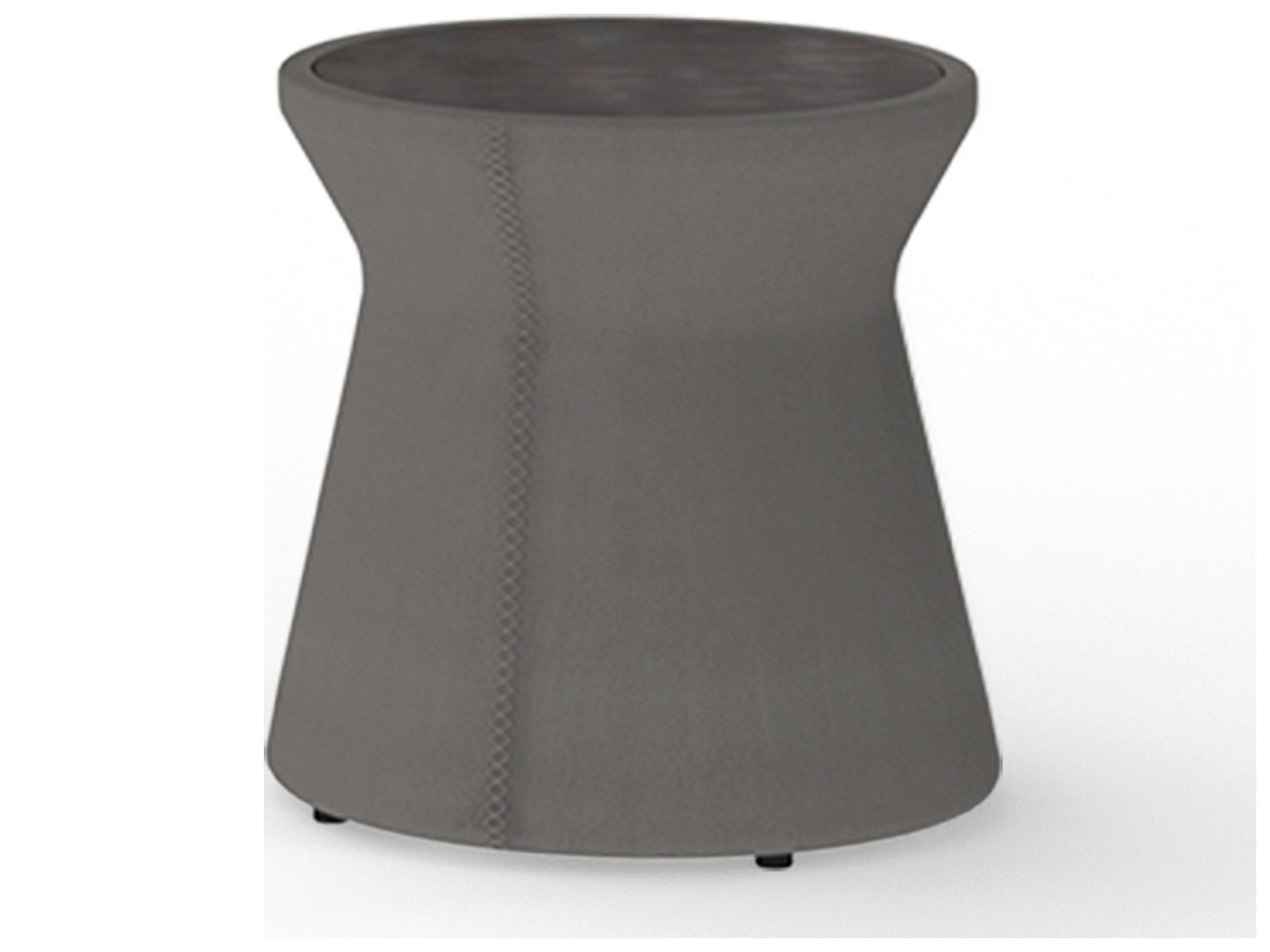 MamaGreen Stizzy Faux Leather Round Outdoor Patio End Table