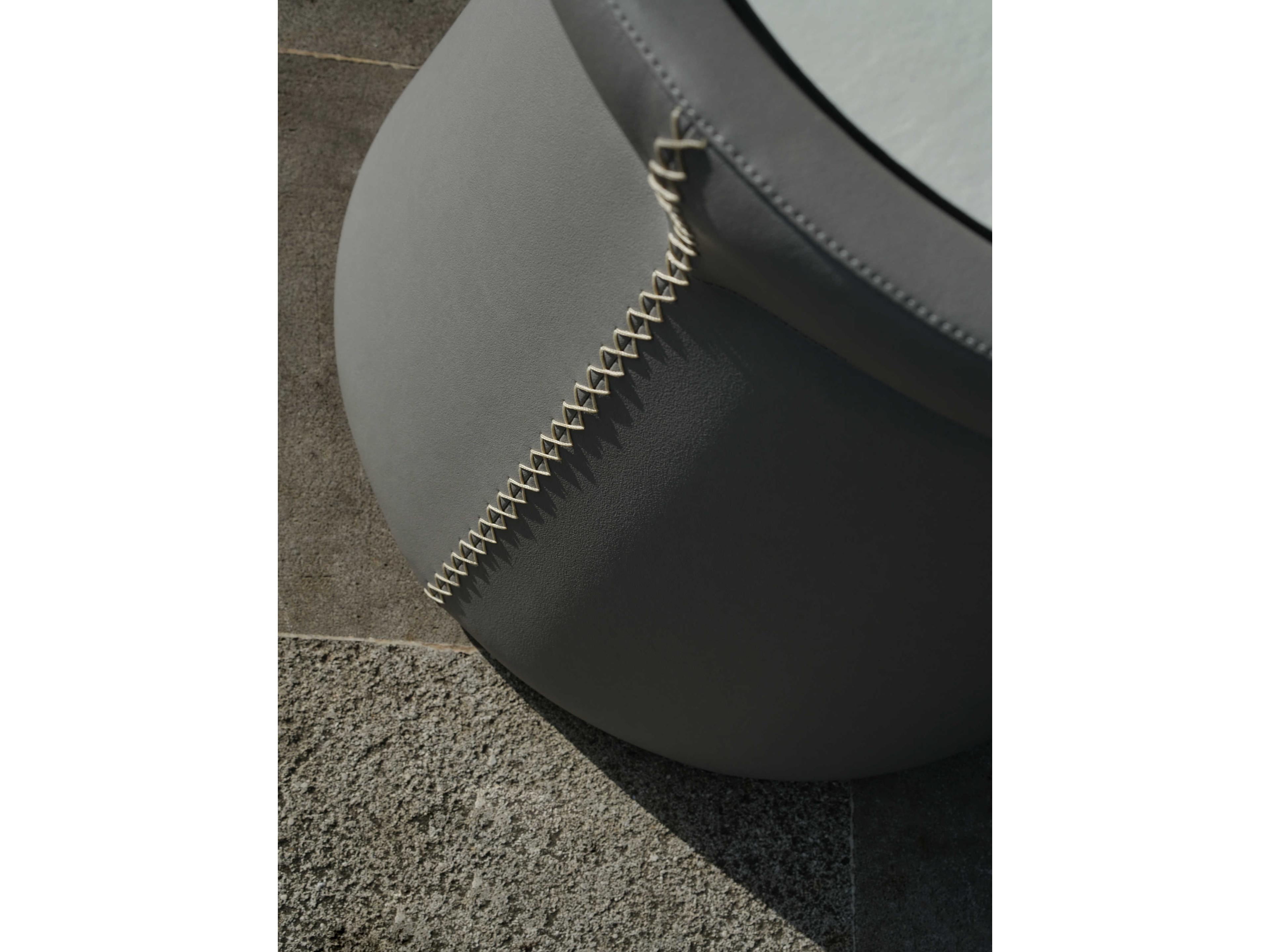 MamaGreen Stizzy Faux Leather Round Outdoor Patio End Table
