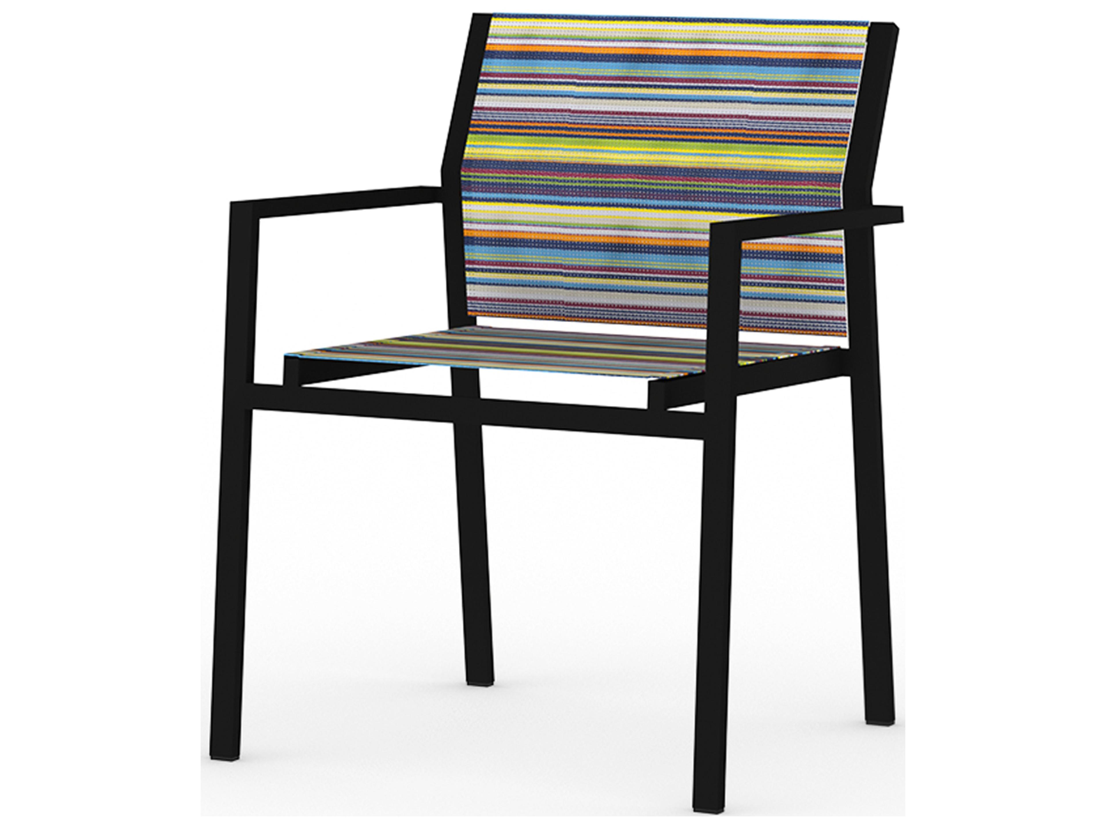 MamaGreen Stripe Aluminum Sling Stackable Outdoor Dining Arm Chair