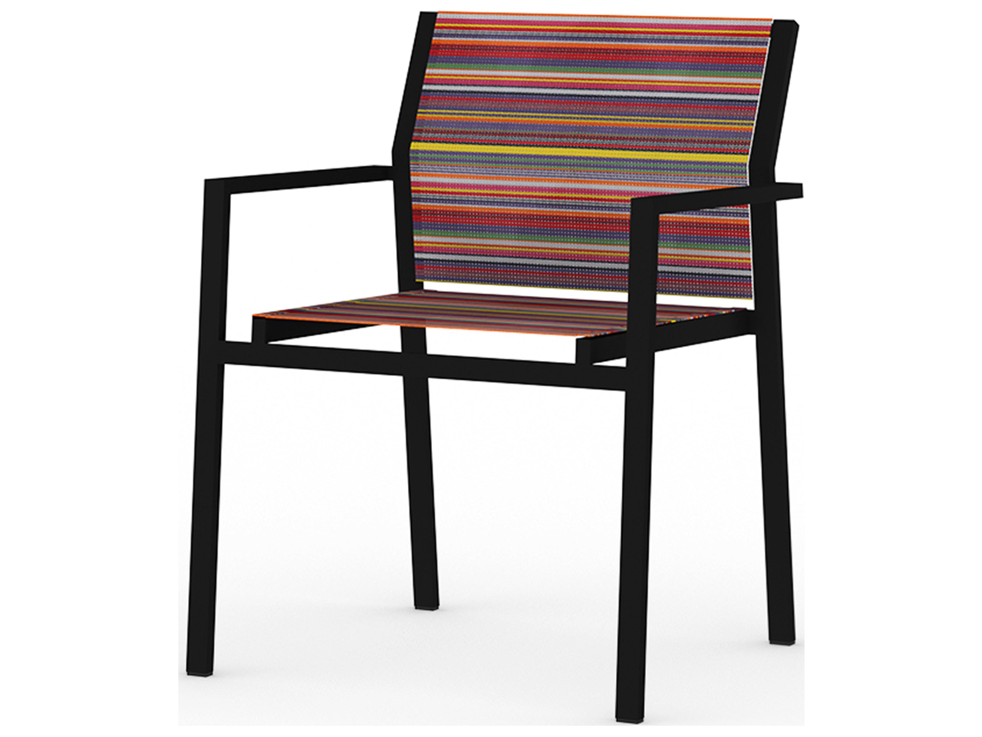 MamaGreen Stripe Aluminum Sling Stackable Outdoor Dining Arm Chair