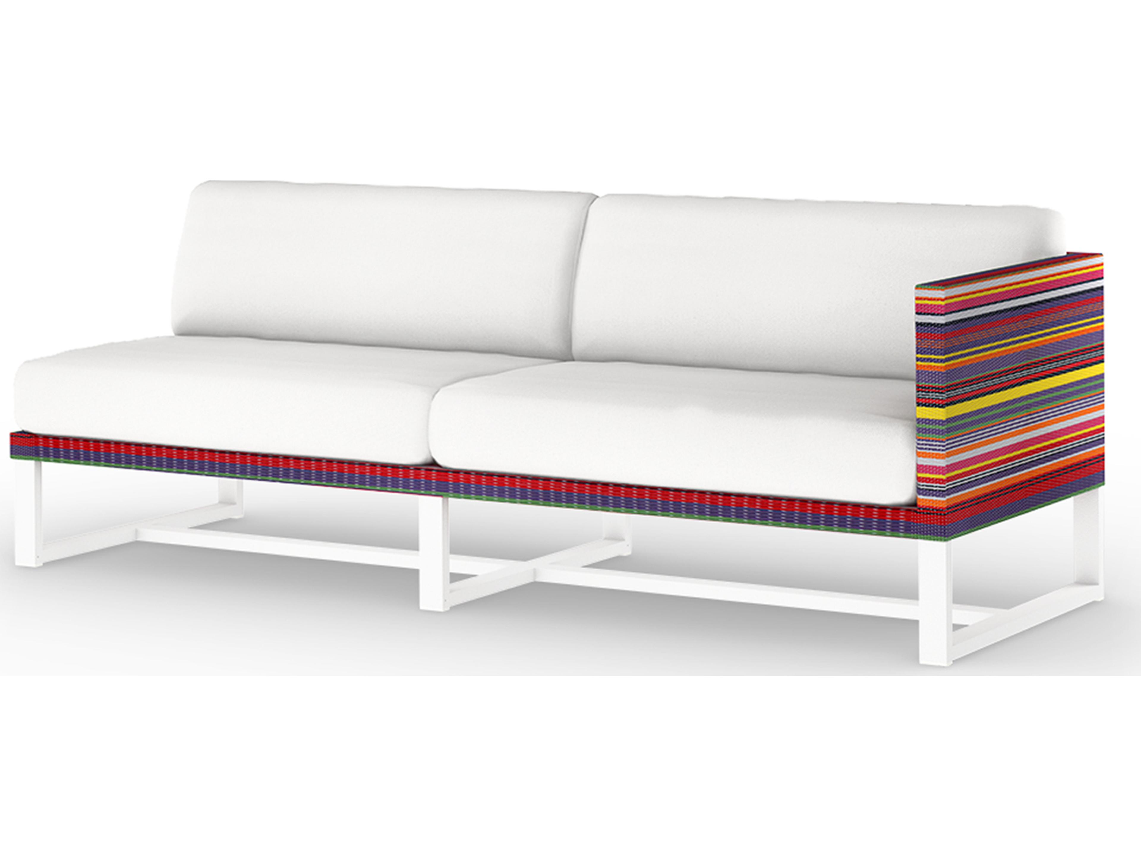 MamaGreen Stripe Aluminum Cushion Modular Left Arm Patio Loveseat