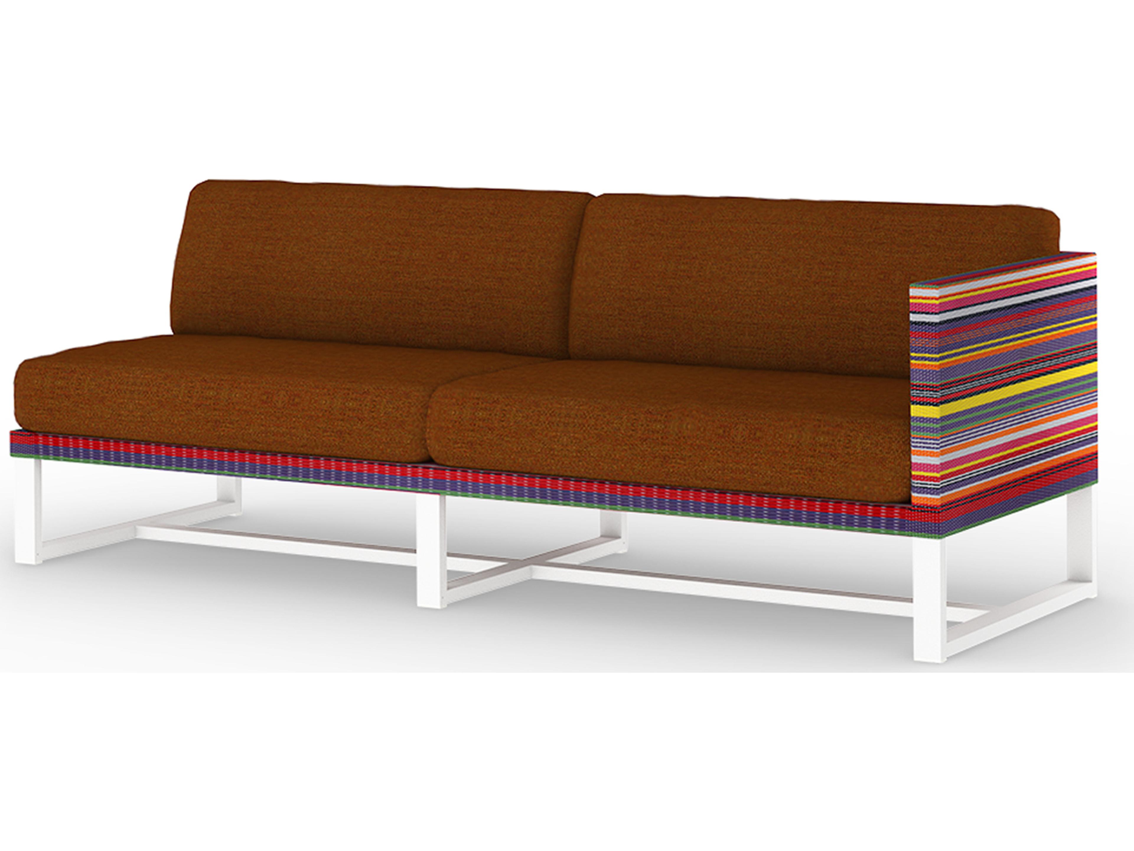 MamaGreen Stripe Aluminum Cushion Modular Left Arm Patio Loveseat