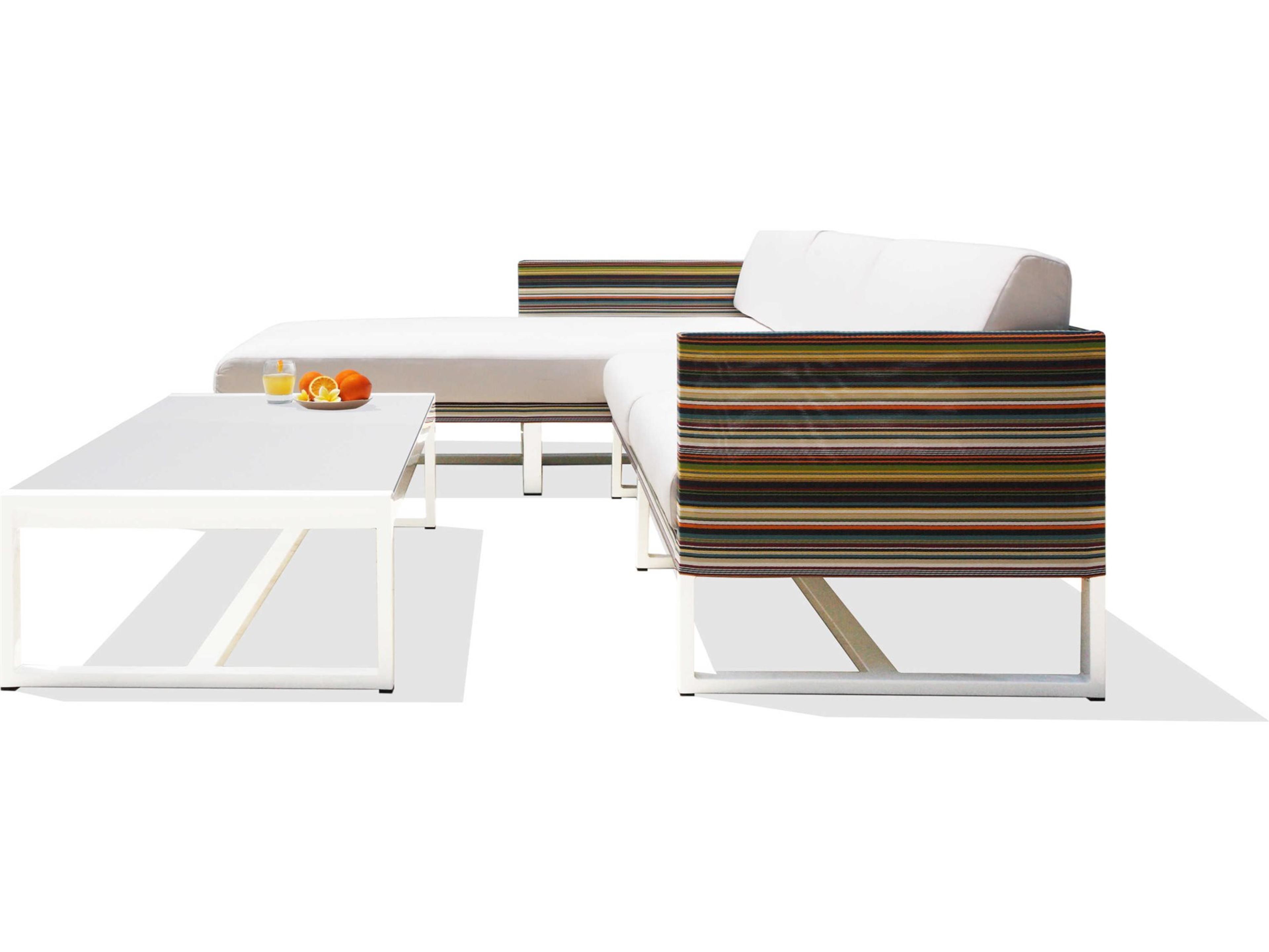 Stripe Aluminum Cushion Outdoor Patio Lounge Set