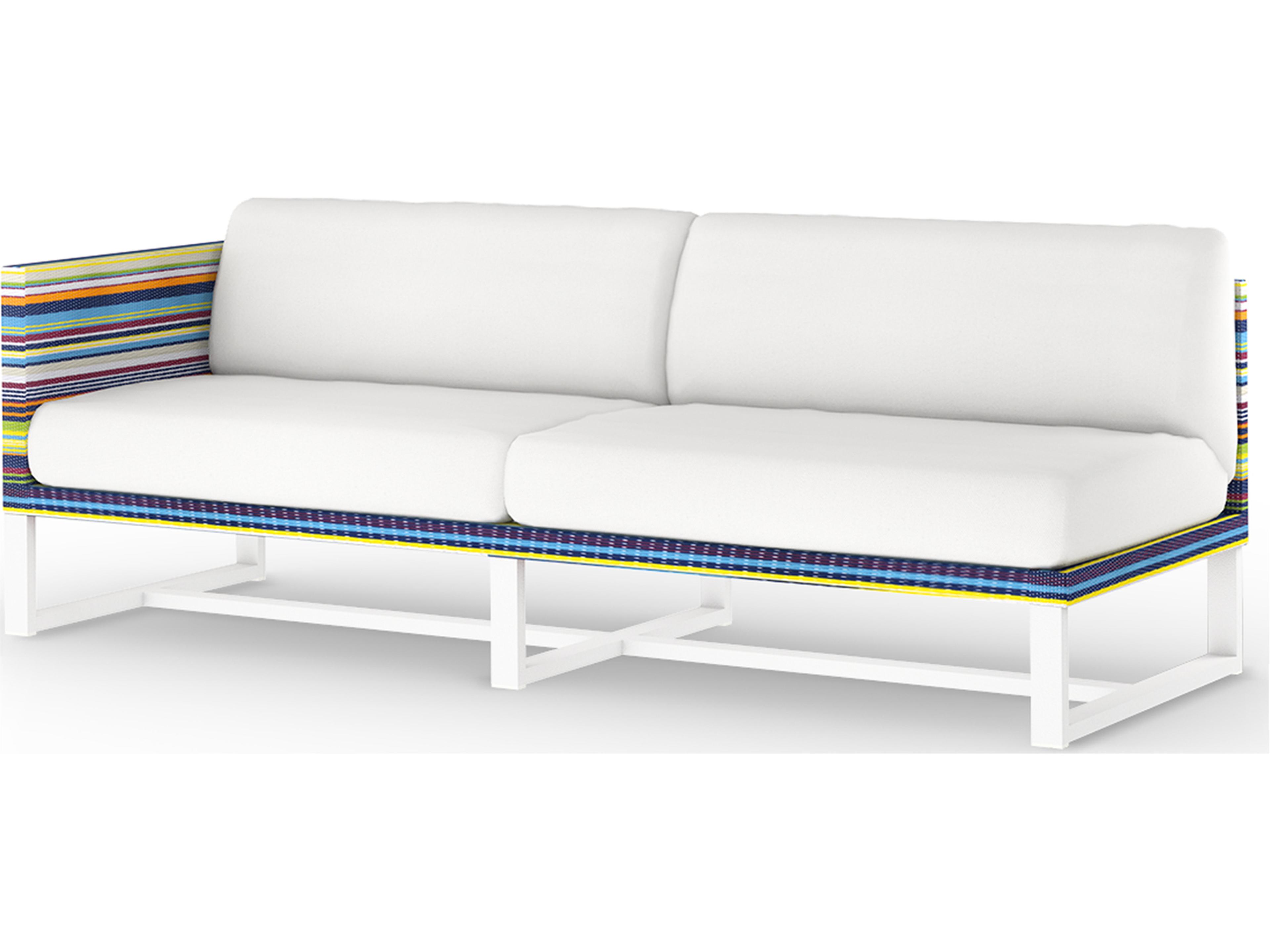 MamaGreen Stripe Aluminum Cushion Modular Right Arm Outdoor Loveseat