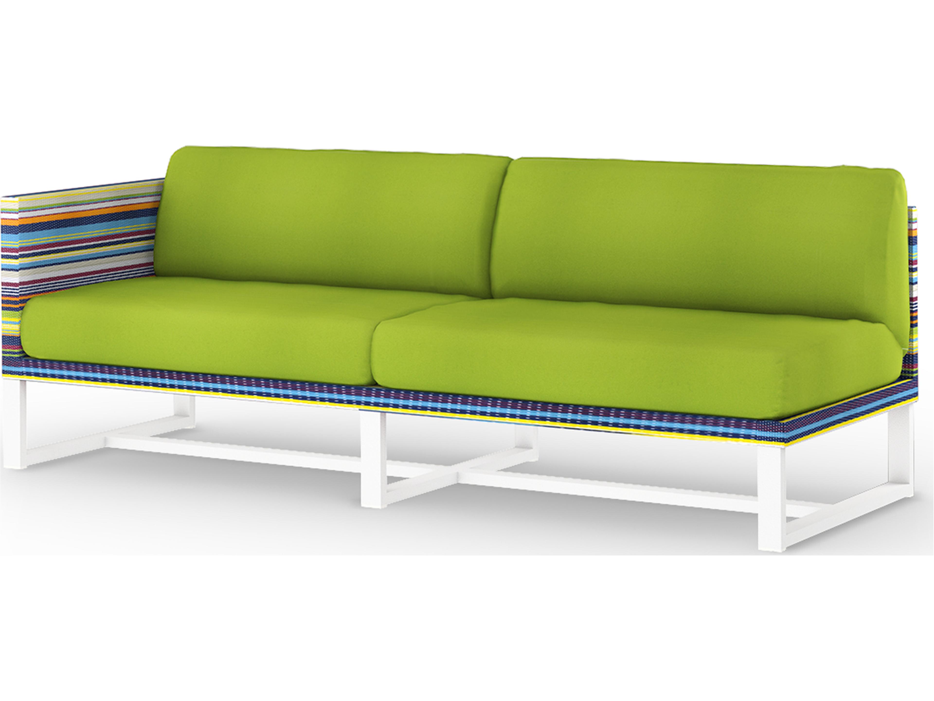 MamaGreen Stripe Aluminum Cushion Modular Right Arm Outdoor Loveseat