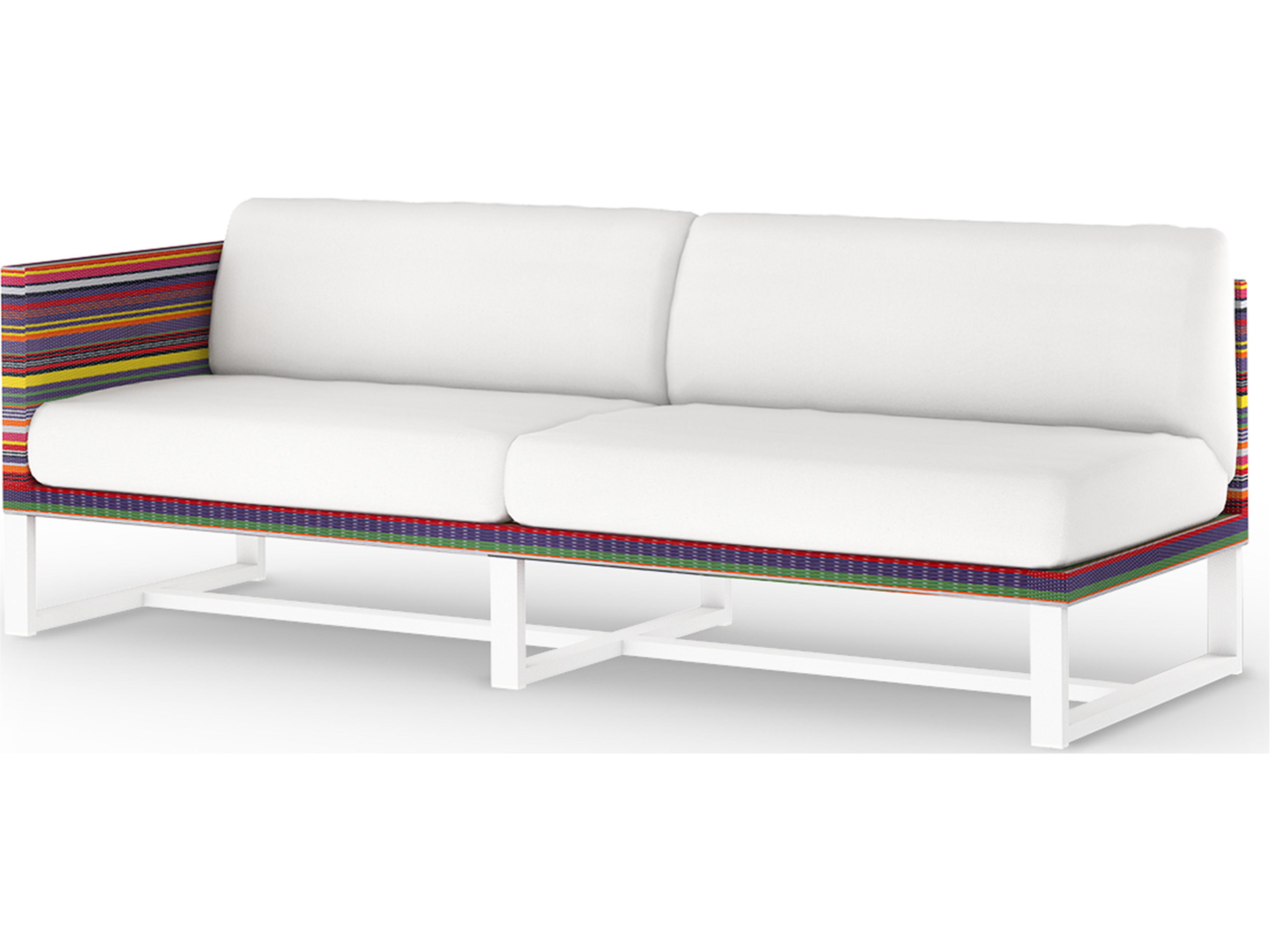 MamaGreen Stripe Aluminum Cushion Modular Right Arm Outdoor Loveseat