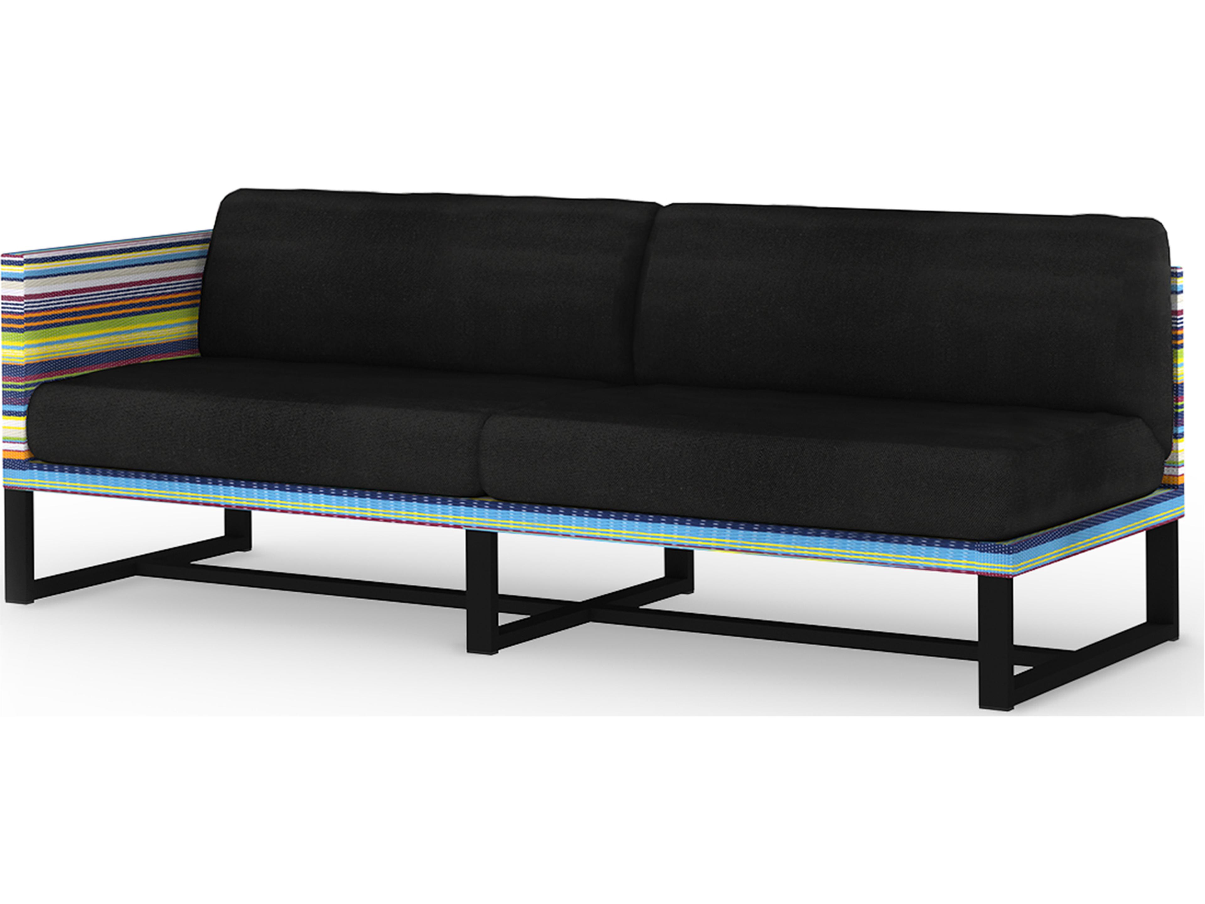 MamaGreen Stripe Aluminum Cushion Modular Right Arm Outdoor Loveseat