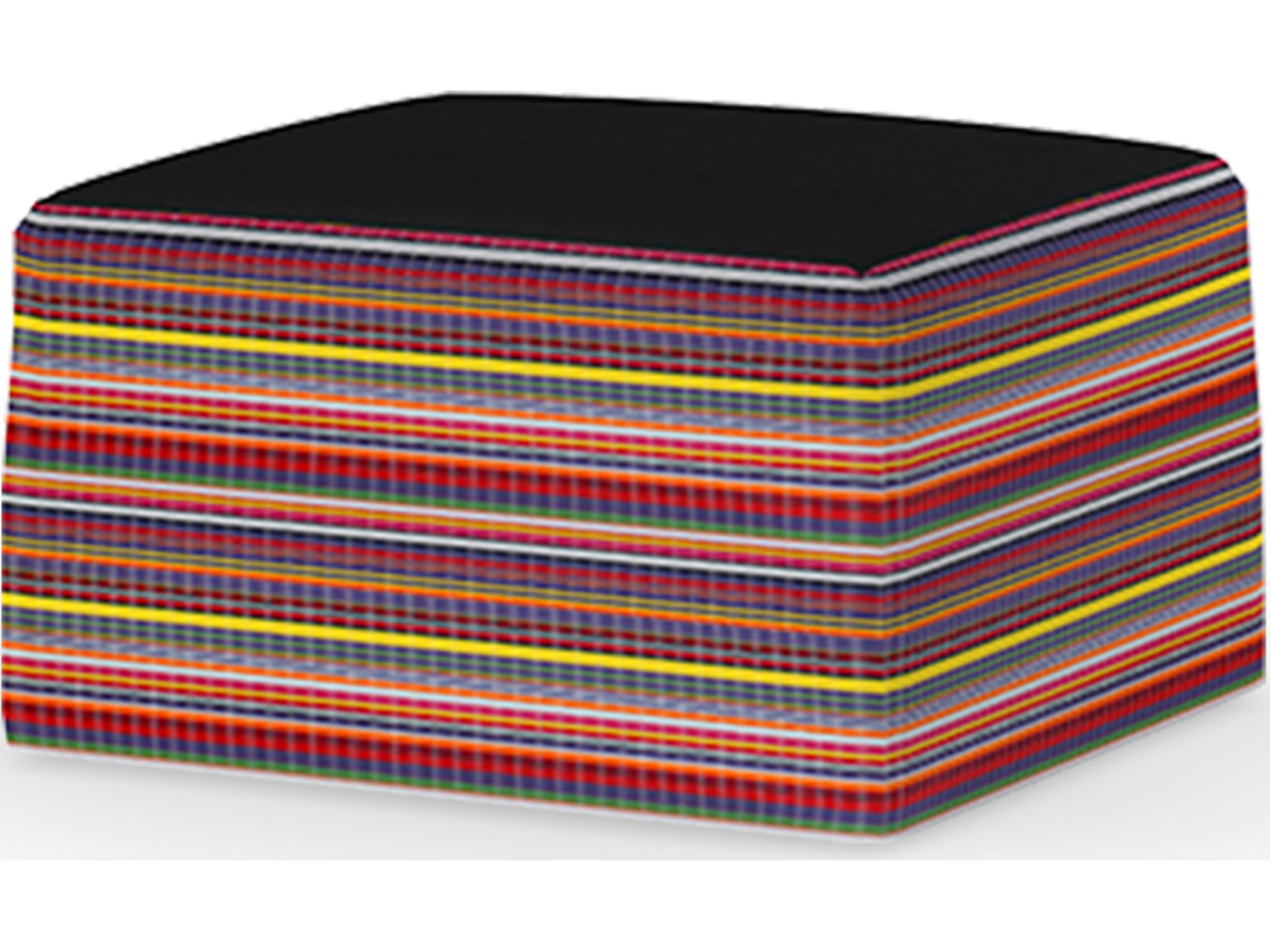 MamaGreen Stripe Fabric Cushion Patio Ottoman