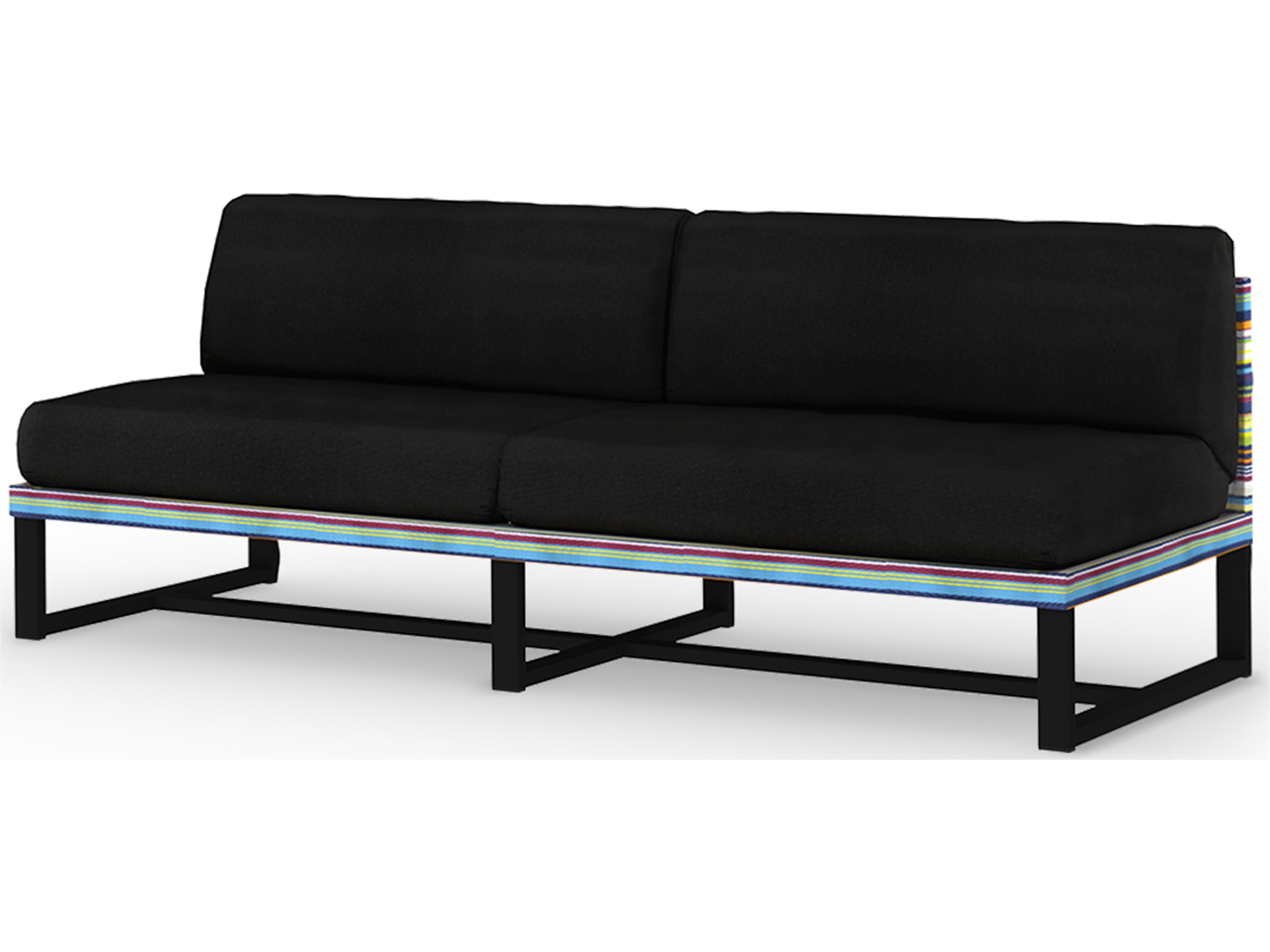 MamaGreen Stripe Aluminum Cushion Modular Patio Loveseat