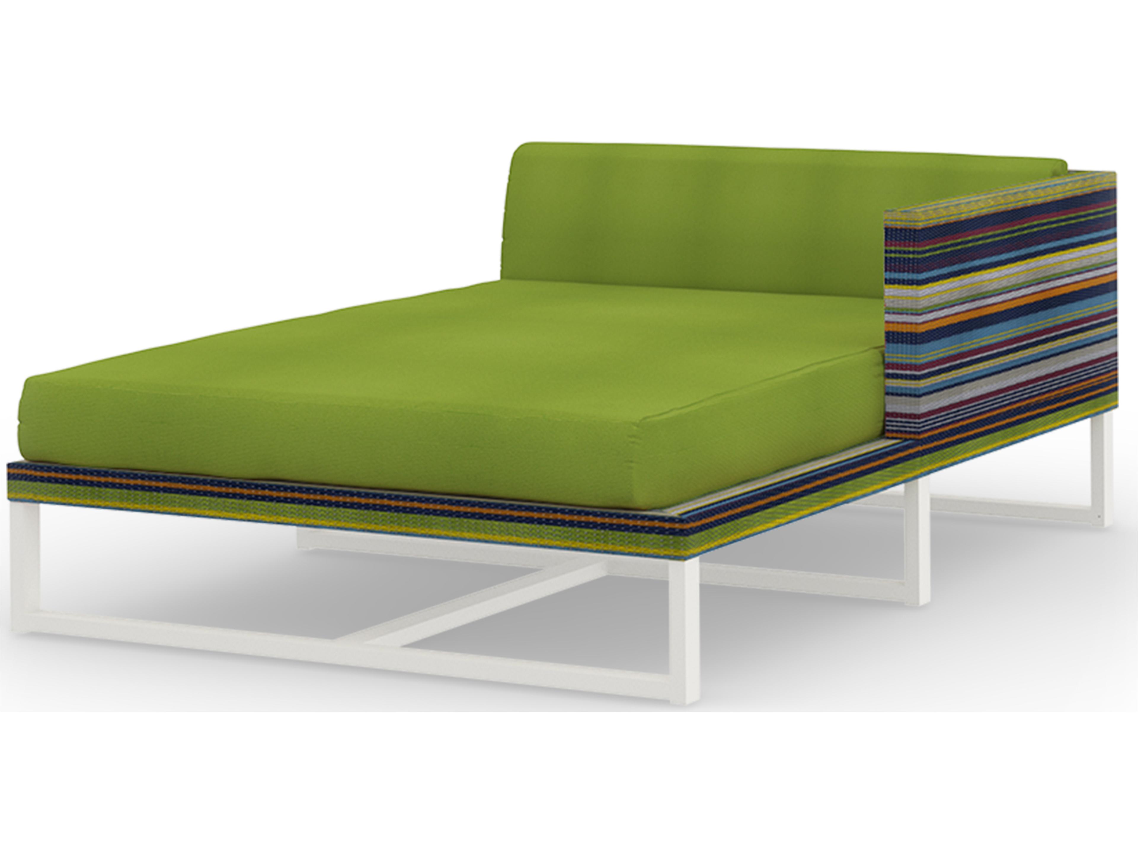 MamaGreen Stripe Aluminum Cushion Left Arm Patio Chaise Lounge