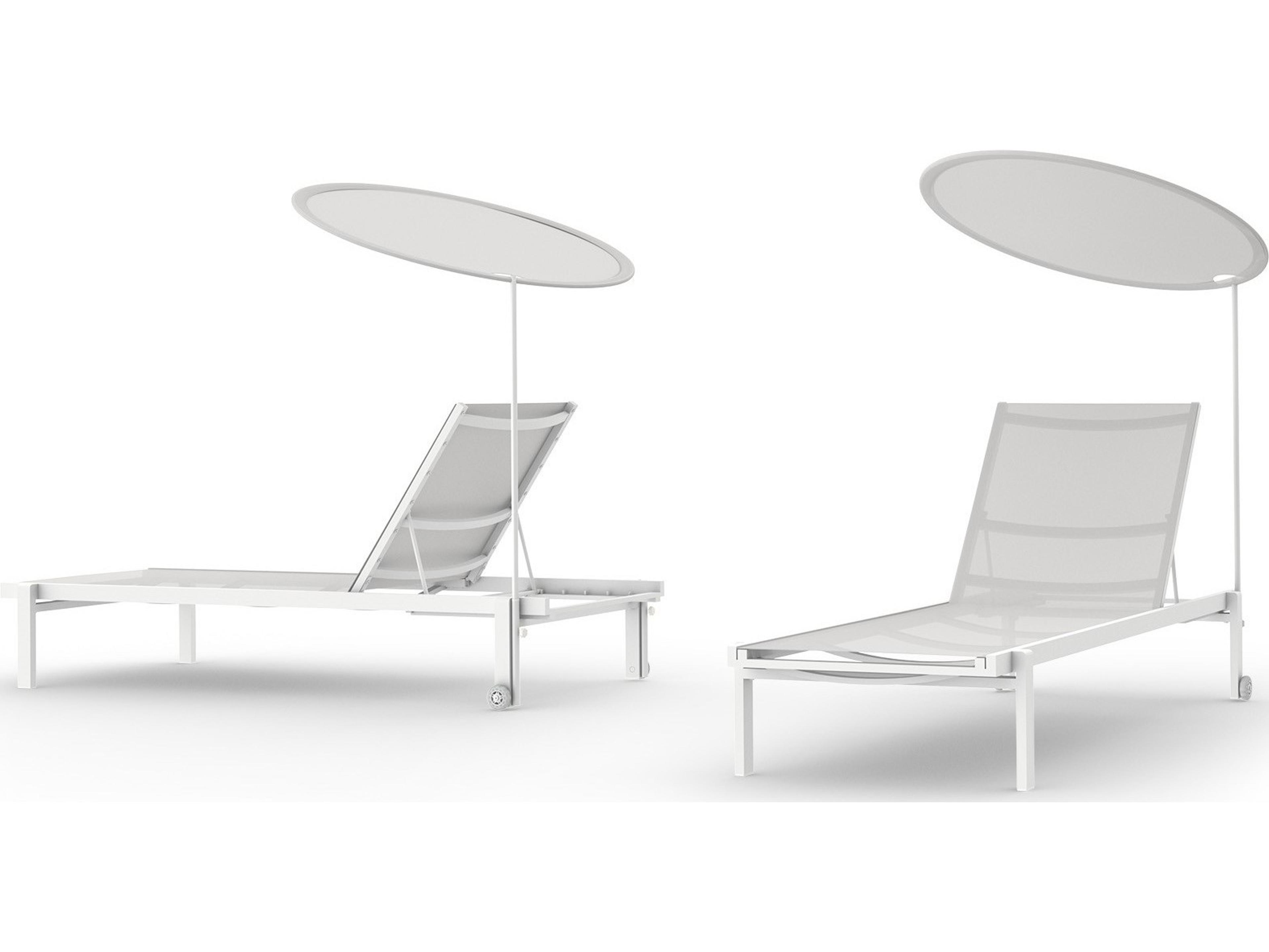 MamaGreen Allux Sling Aluminum Stackable Outdoor Patio Chaise Lounge with Shade