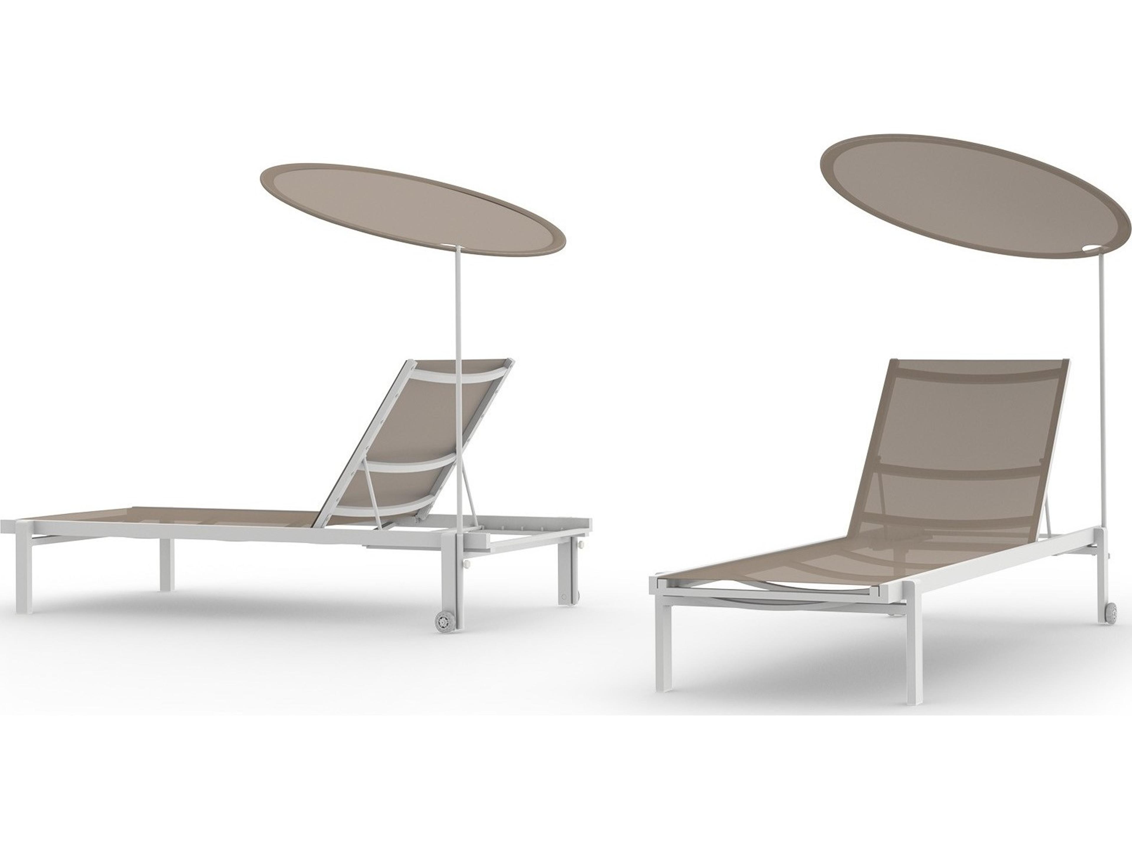 MamaGreen Allux Sling Aluminum Stackable Outdoor Patio Chaise Lounge with Shade